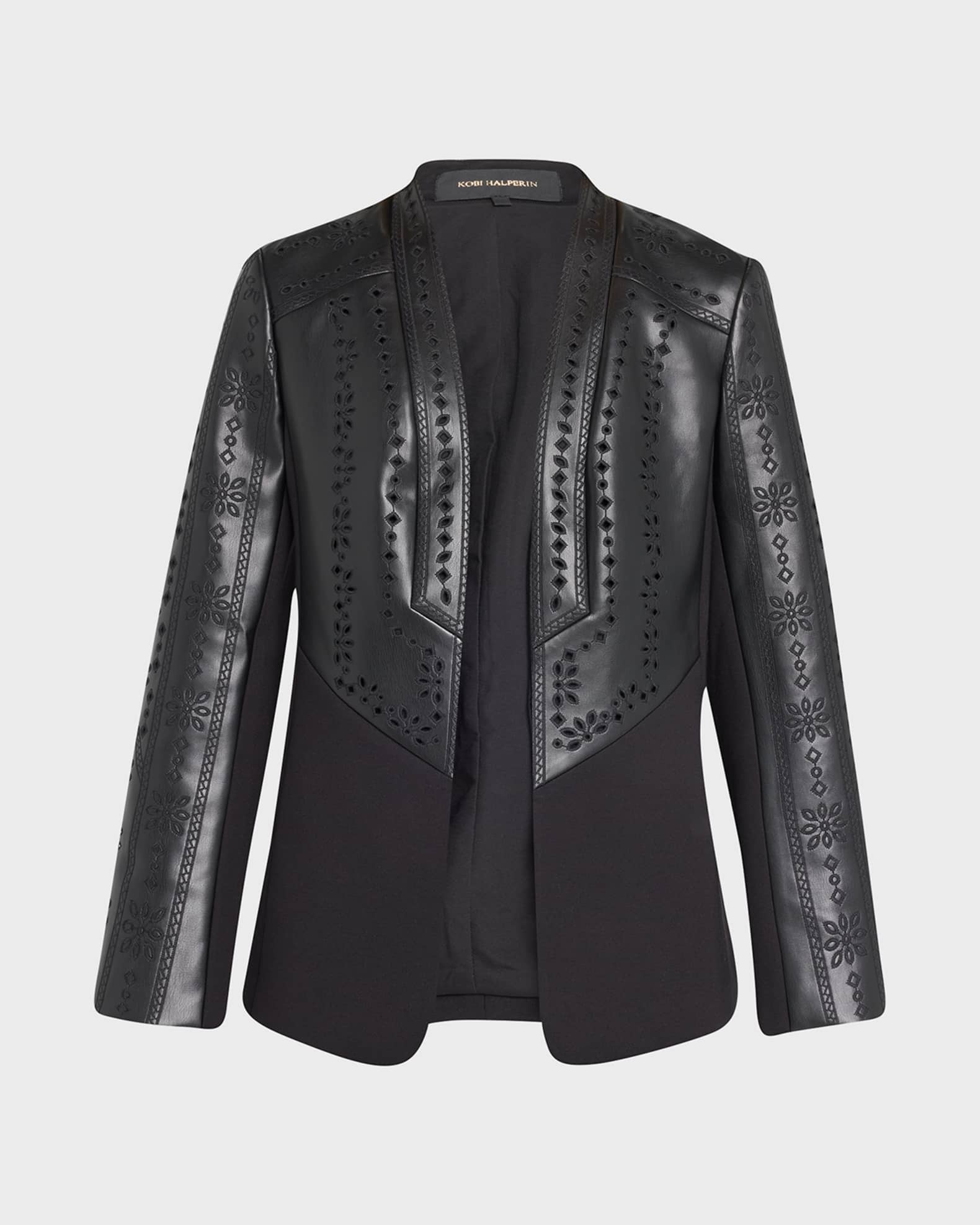 Kobi Halperin Wanda Cutout Mixed Media Jacket Neiman Marcus