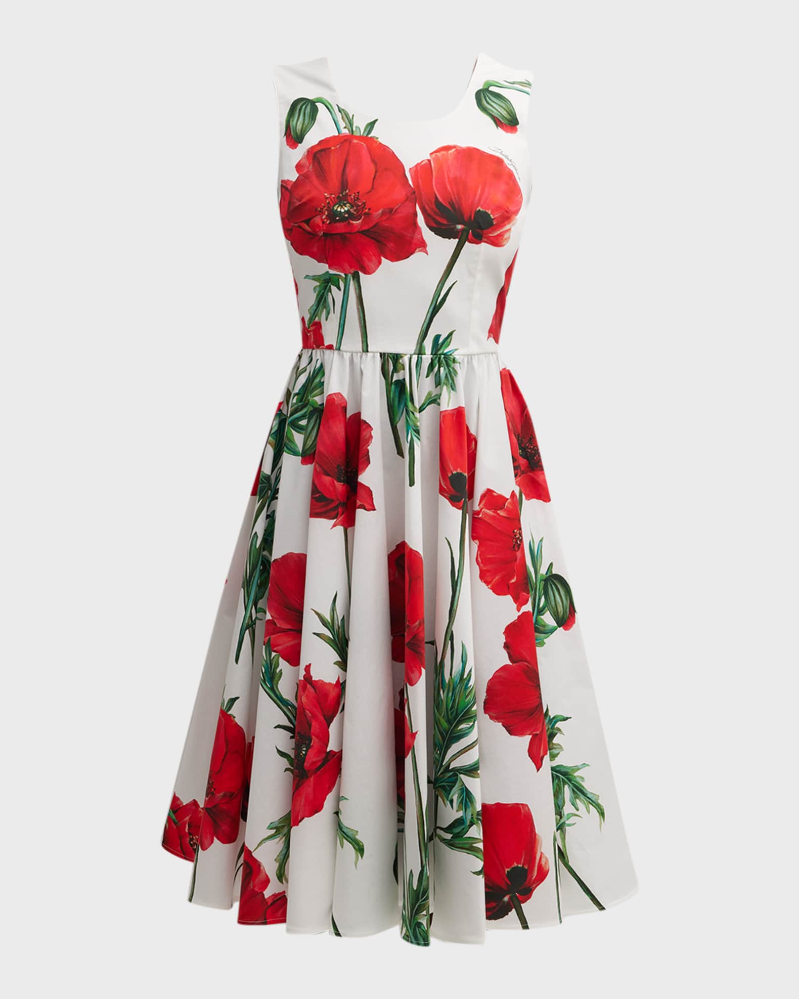 Dolce&Gabbana Floral-Print A-Line Dress | Neiman Marcus
