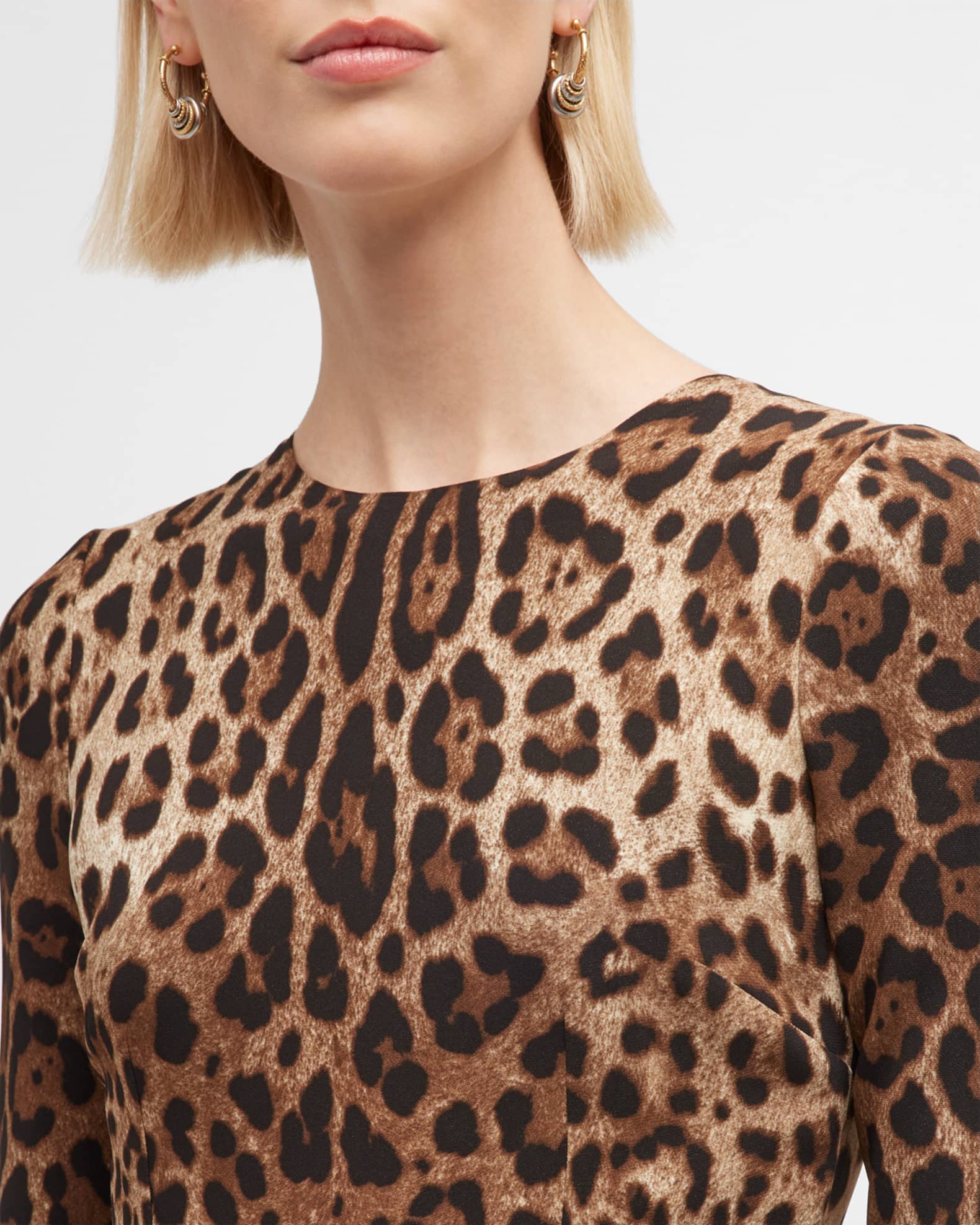 Leopard Print Long Sleeve Dress main image 1