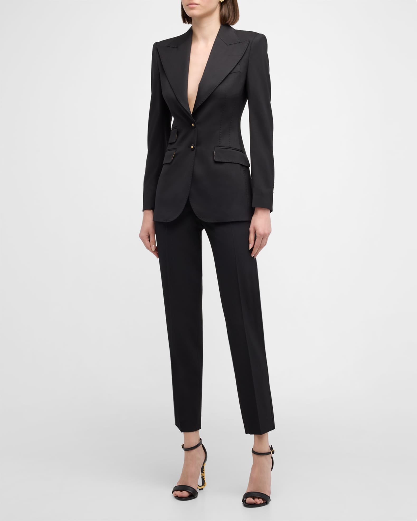 Wool Blazer Jacket w/ Button Detail 1