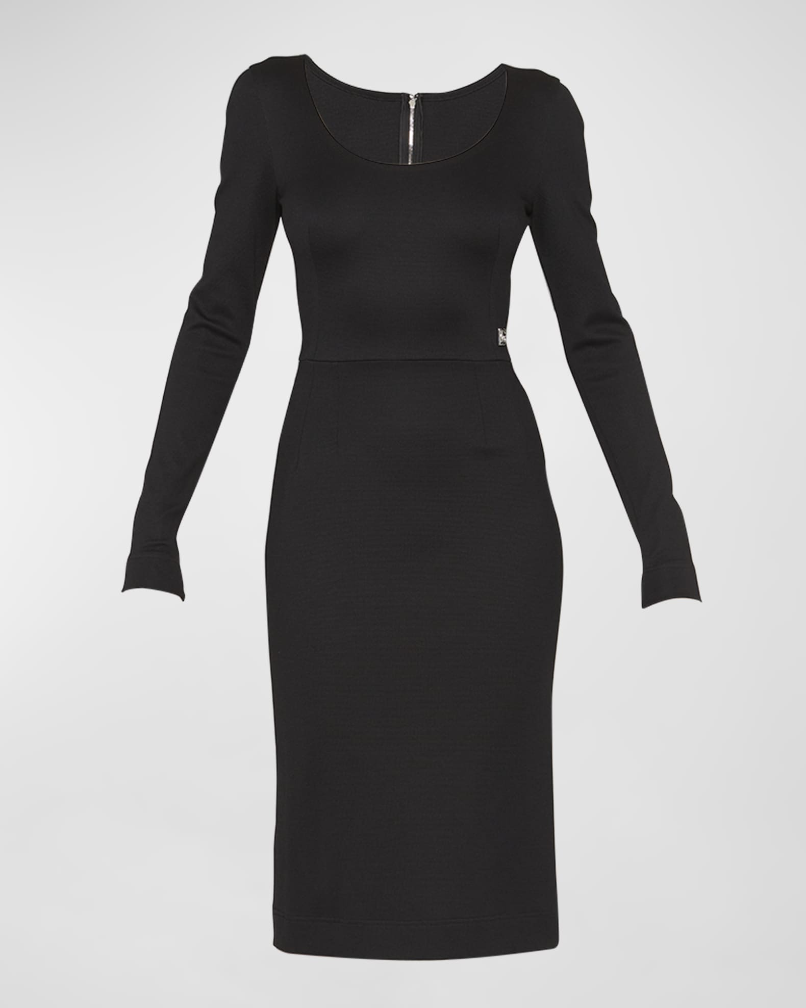Dolce&Gabbana Monogram Plaque Midi Sheath Dress | Neiman Marcus