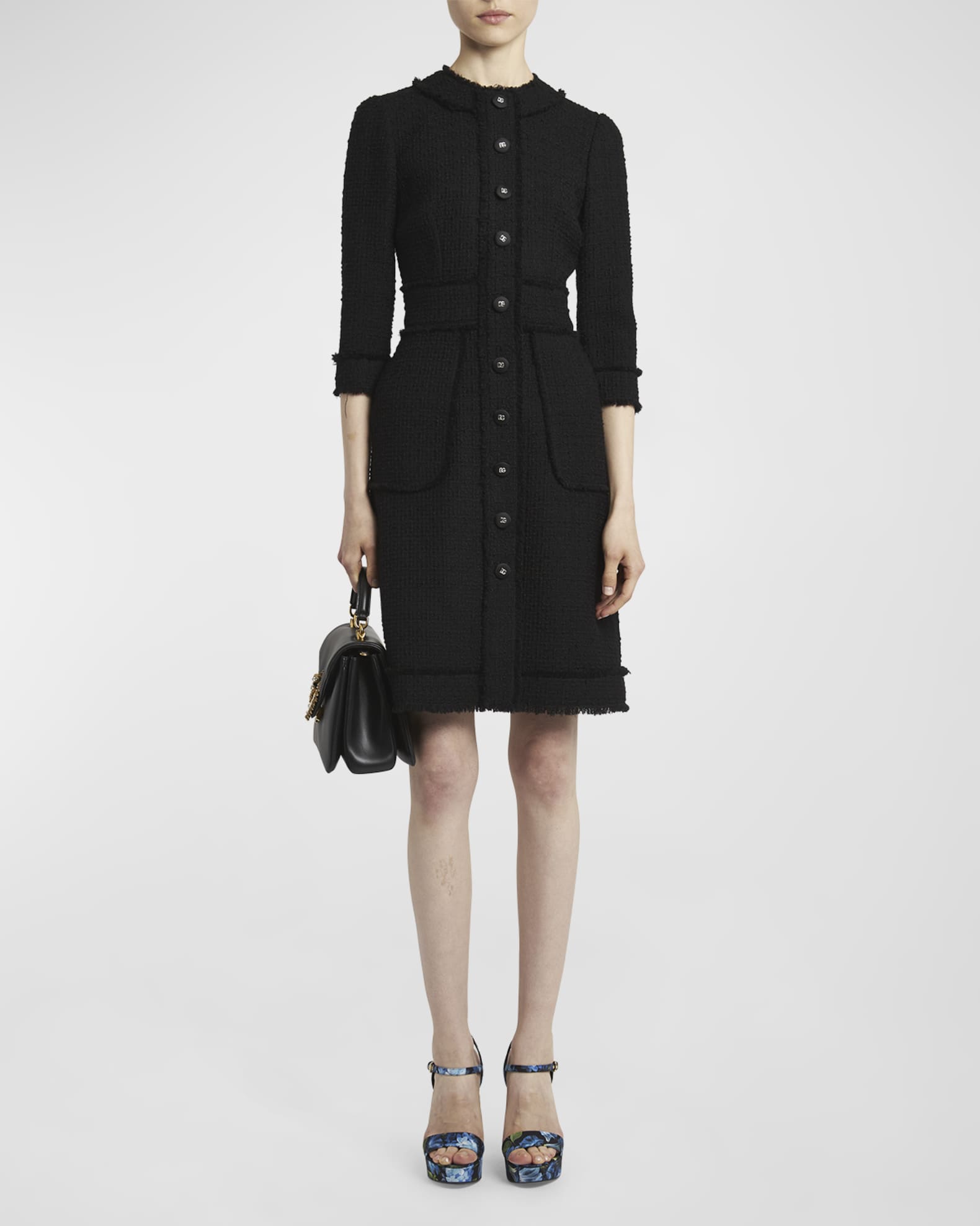 Dolce&Gabbana Tweed Button-Front Short Dress