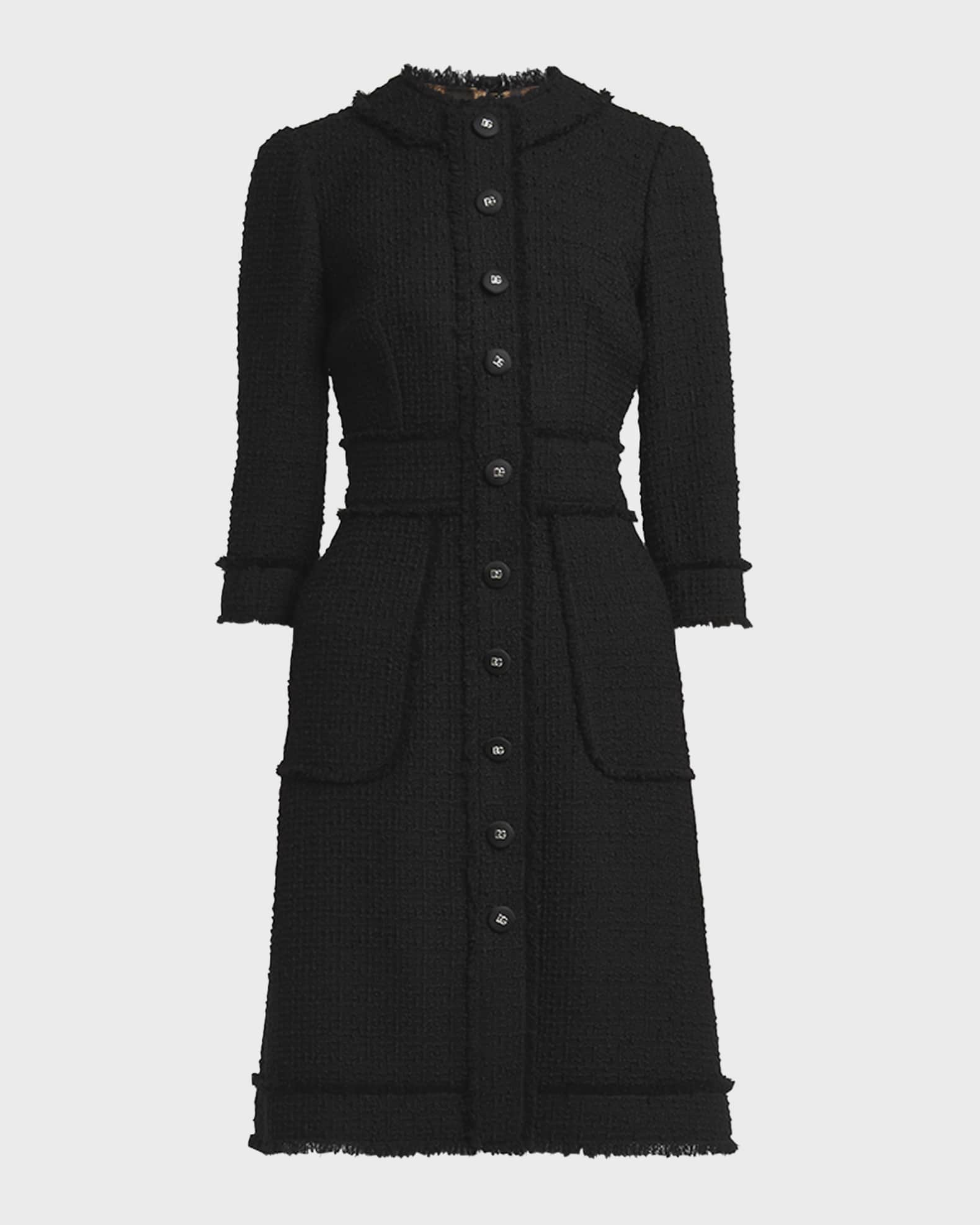 Dolce Gabbana Tweed Button Front Short Dress Neiman Marcus