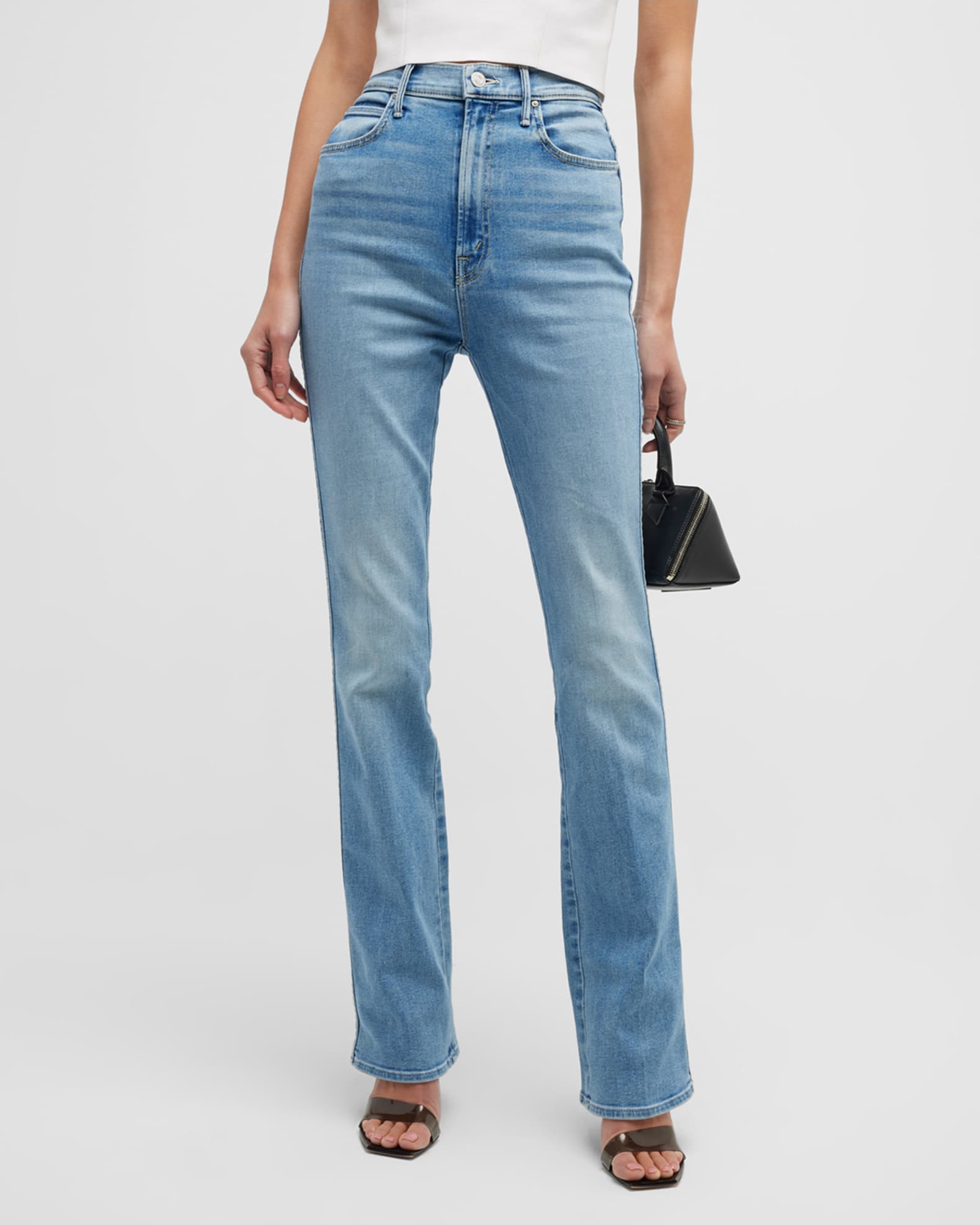 MOTHER The Smokin Double Heel High Rise Straight Jeans | Neiman Marcus