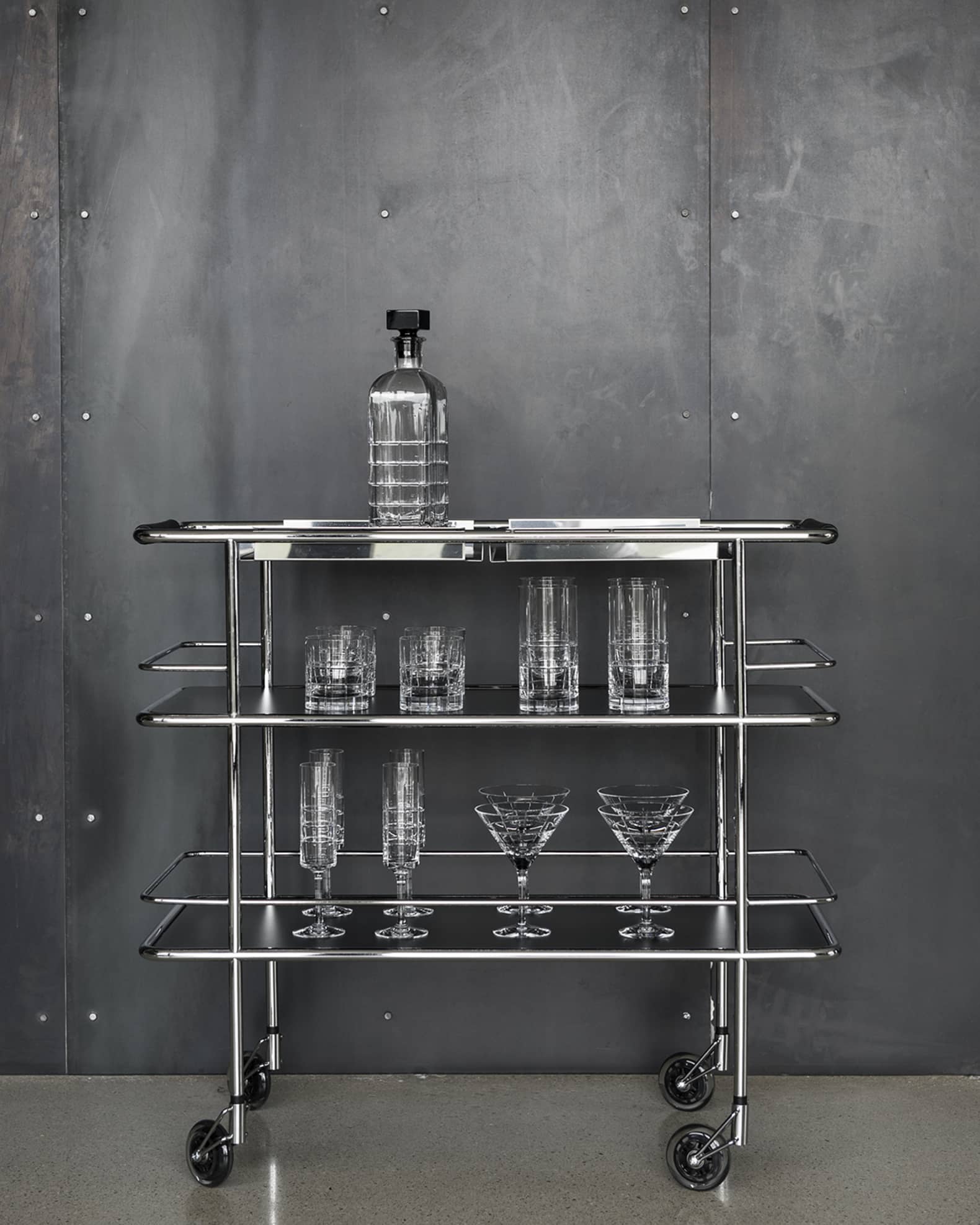 53-Piece Crystal Bar Cart  0