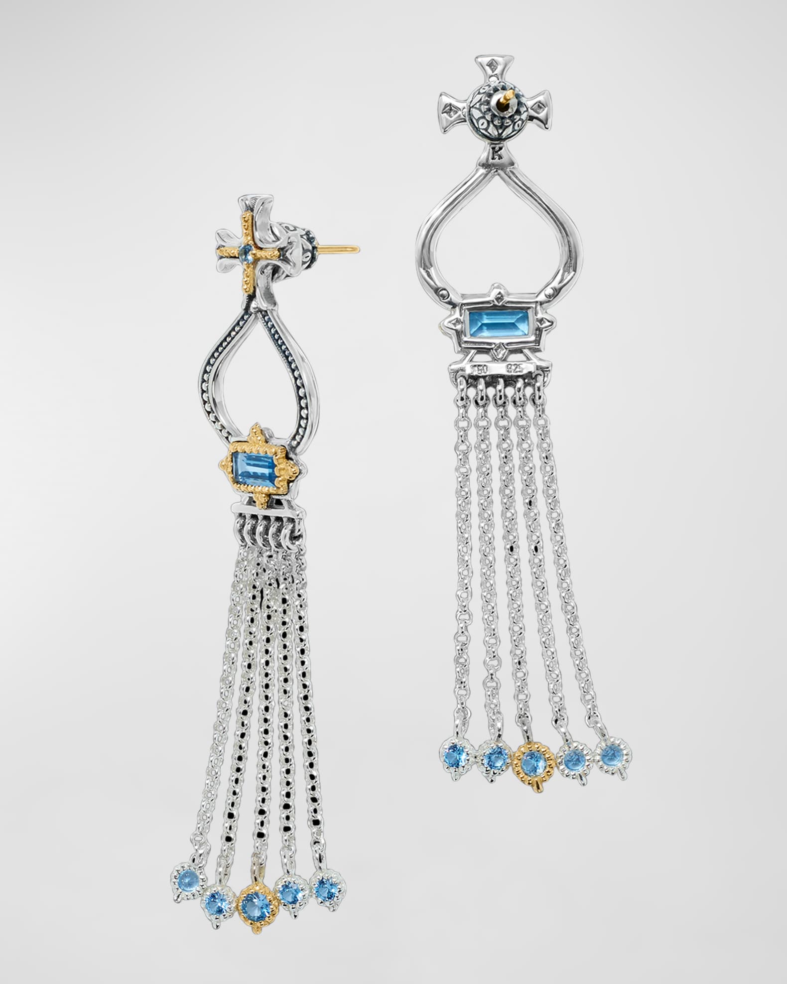 Dome Spinel Tassel Earrings 1