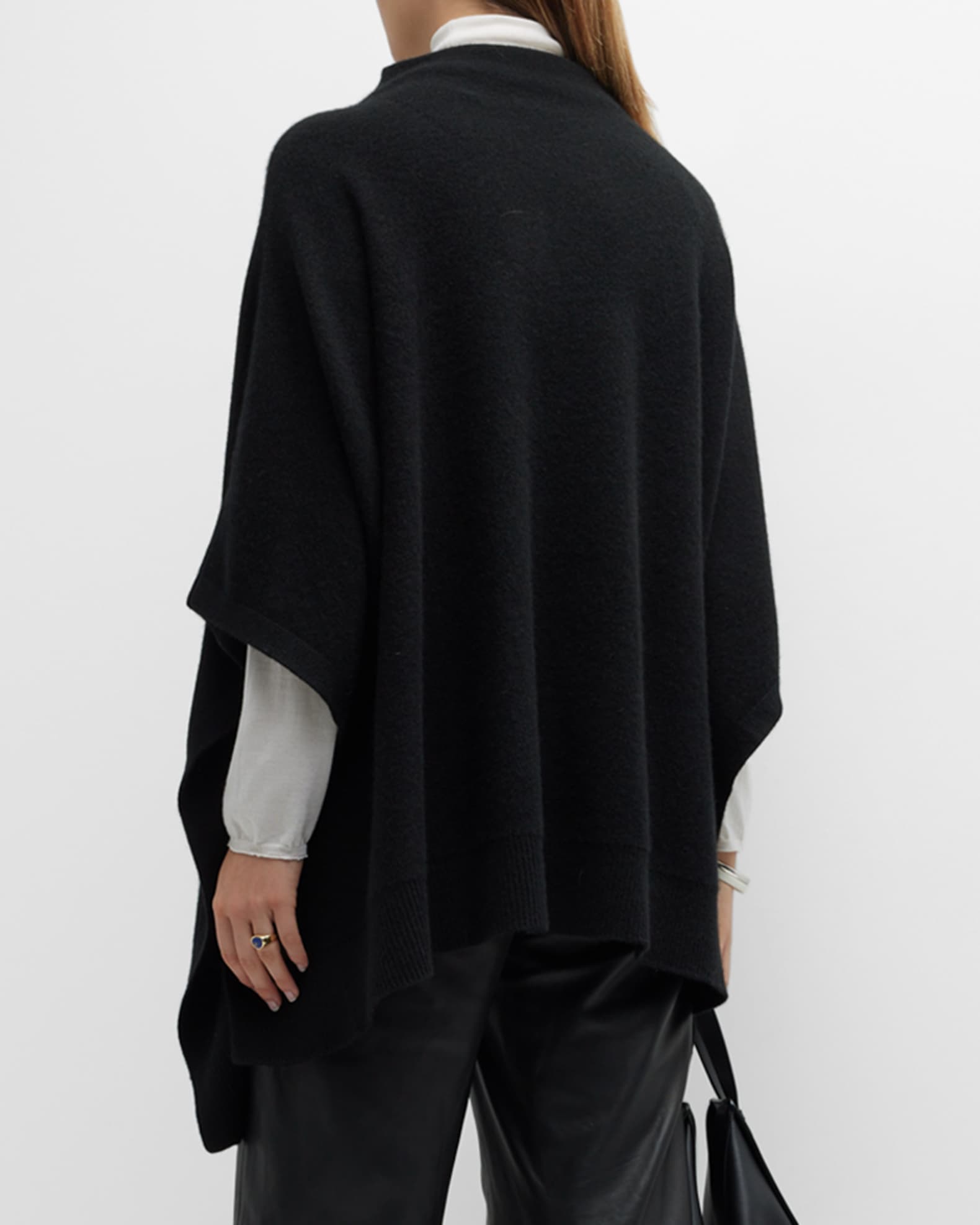 Funnel Neck Knit Cashmere Poncho
