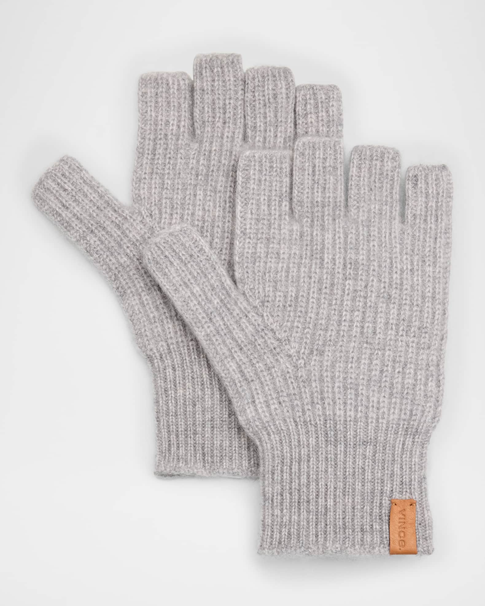 Ribbed Cashmere Fingerless Gloves