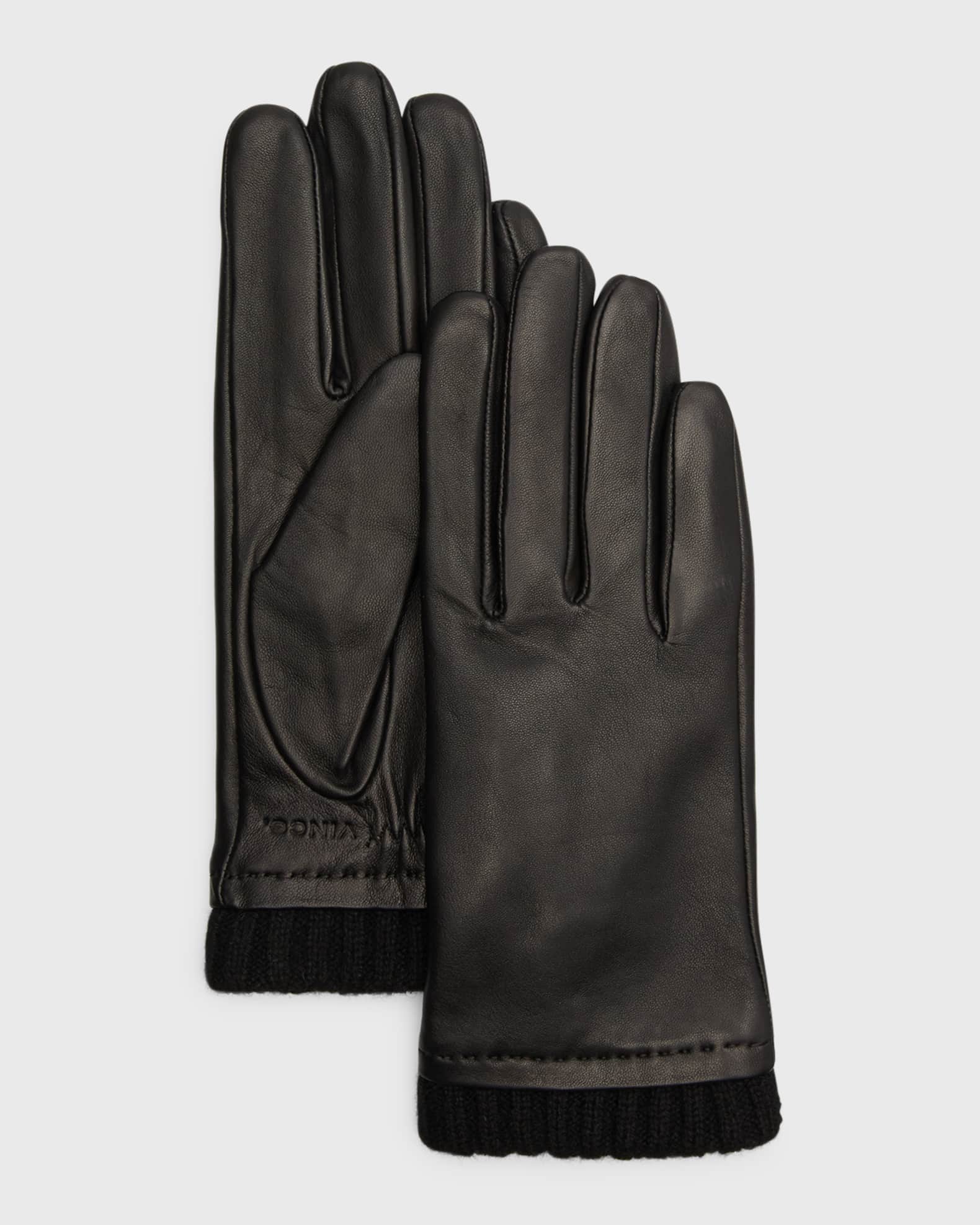 Vince Leather & Cashmere Ribbed Gloves