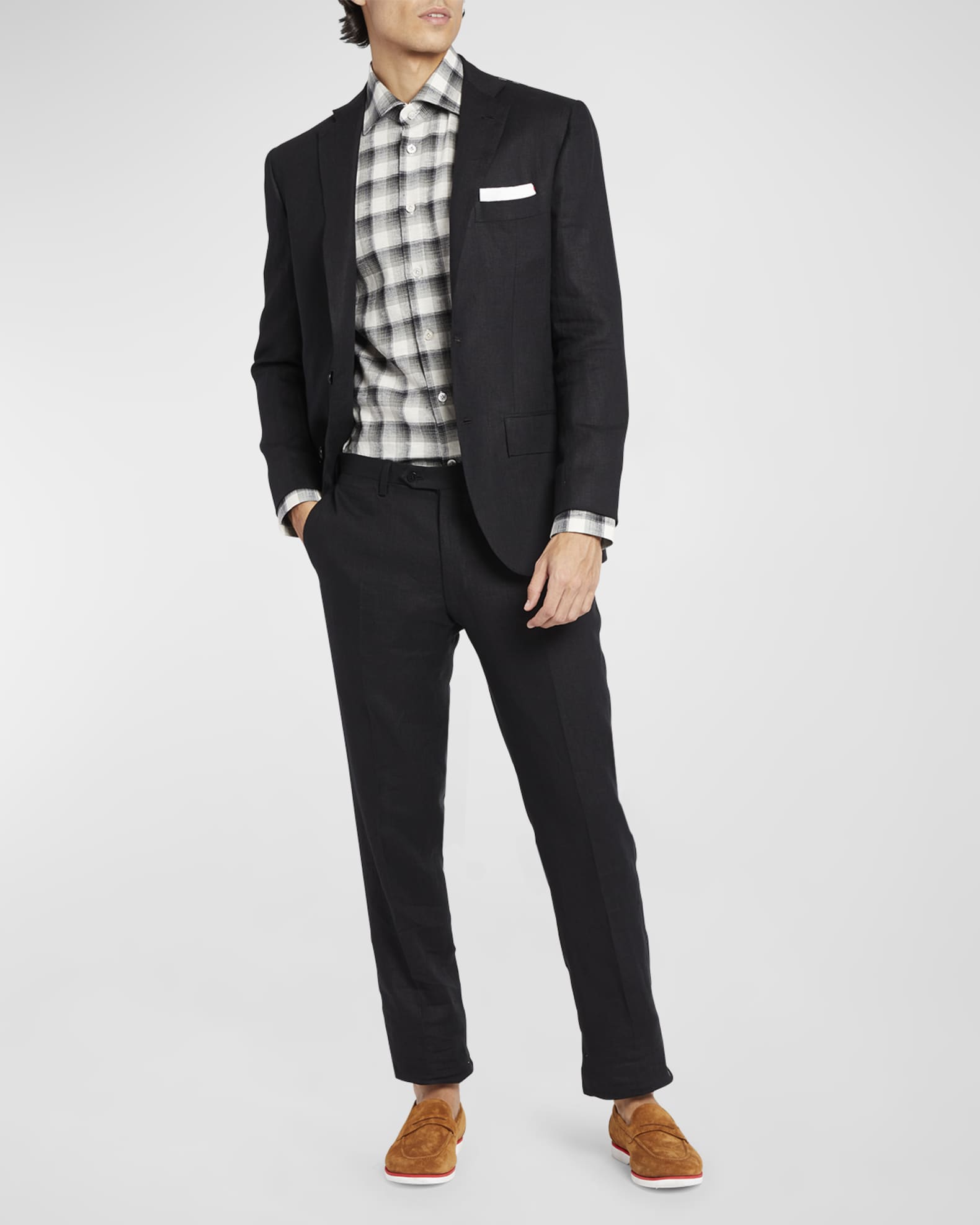 Kiton Men's Solid Linen Dress Pants | Neiman Marcus