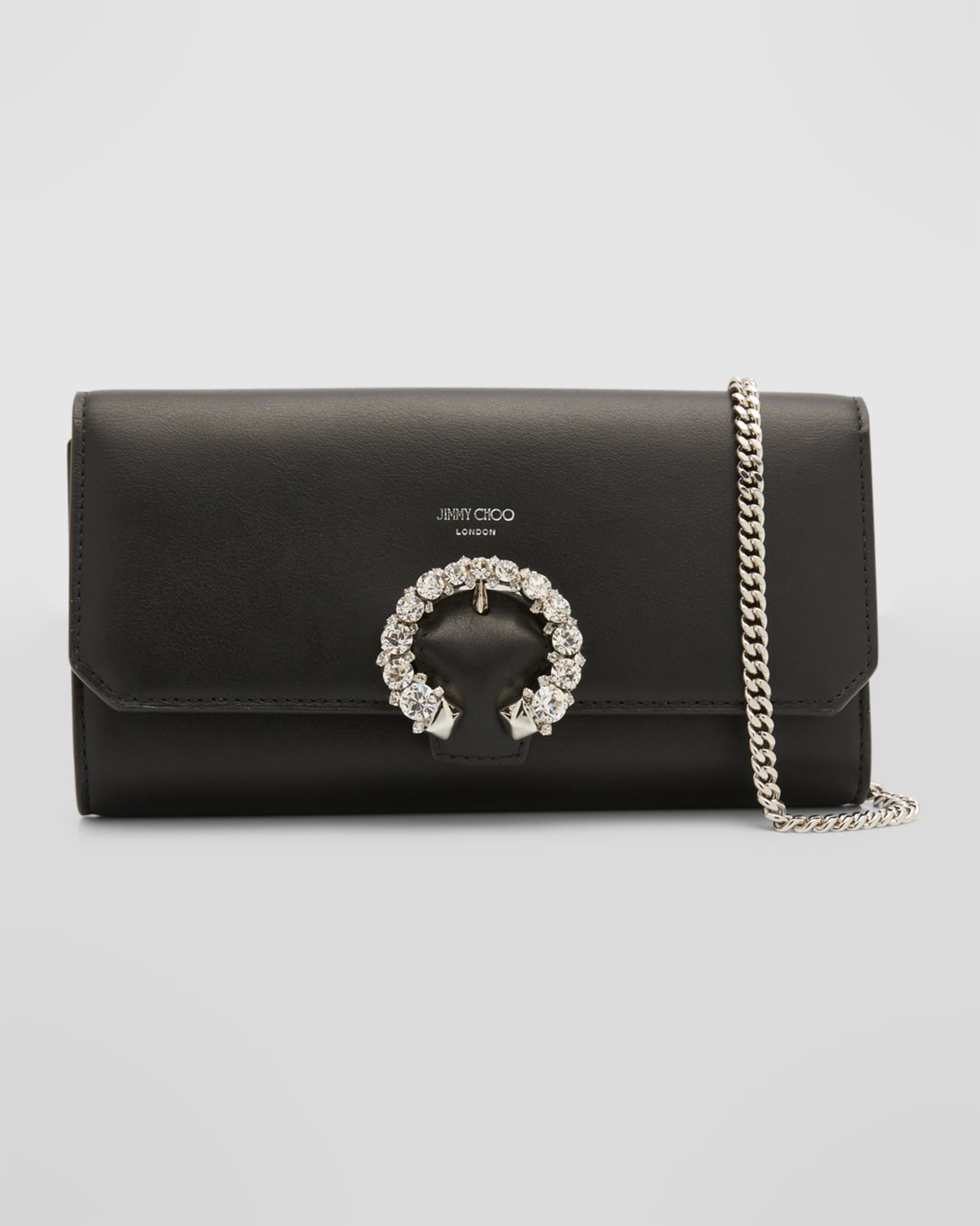 Buckle Flap Leather Wallet on Chain | Neiman Marcus