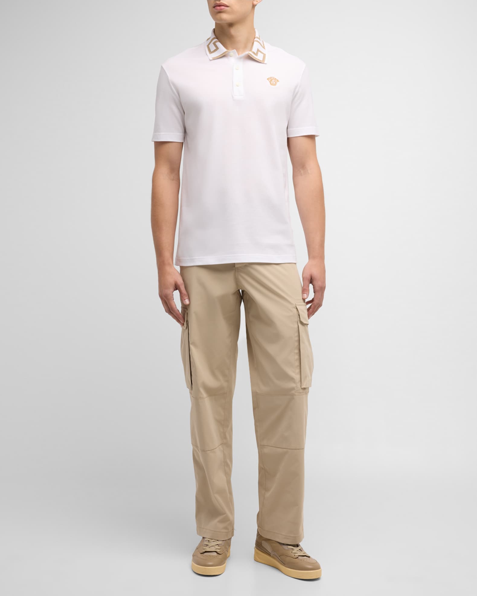 Versace Men's Greca-Collar Polo Shirt | Neiman Marcus