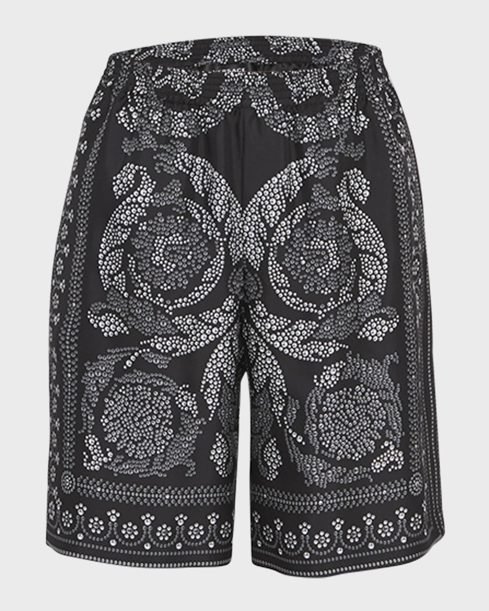Versace Men's Barocco Studs Silk Shorts Neiman Marcus