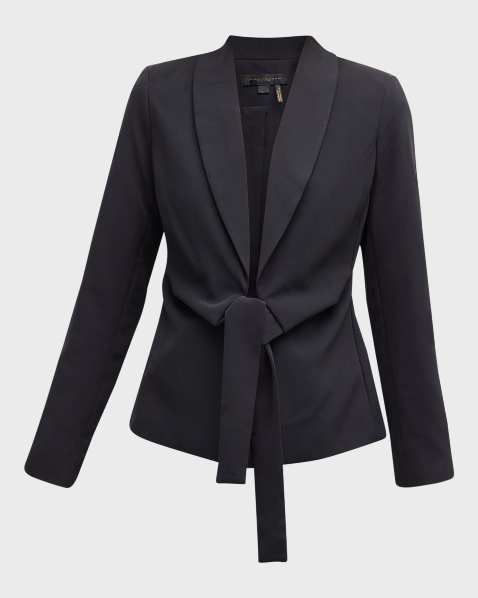 Donna Karan Shawl-Collar Tie-Front Jacket | Neiman Marcus