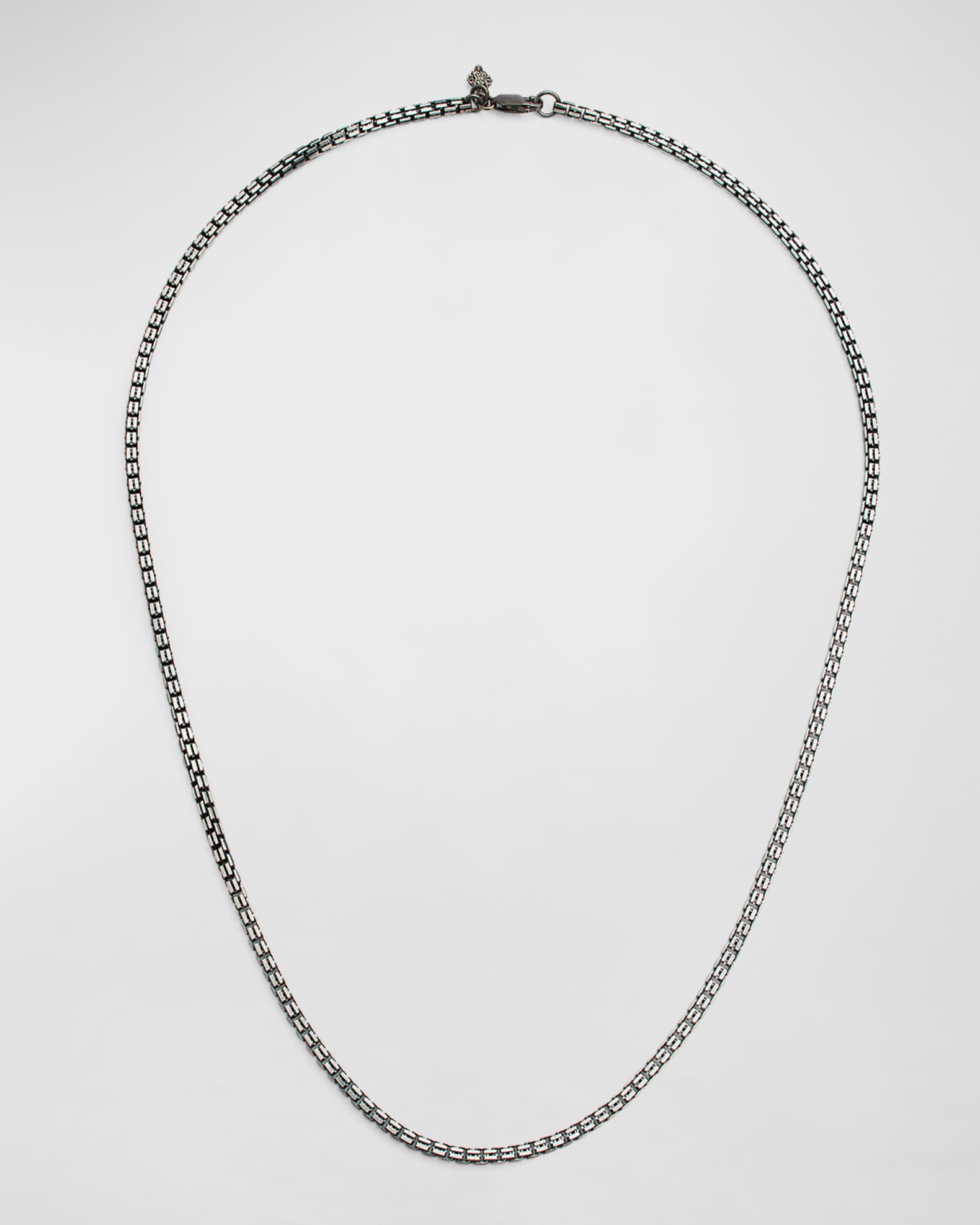 Armenta Men's Gunmetal Sterling Silver Box Chain Necklace Neiman Marcus