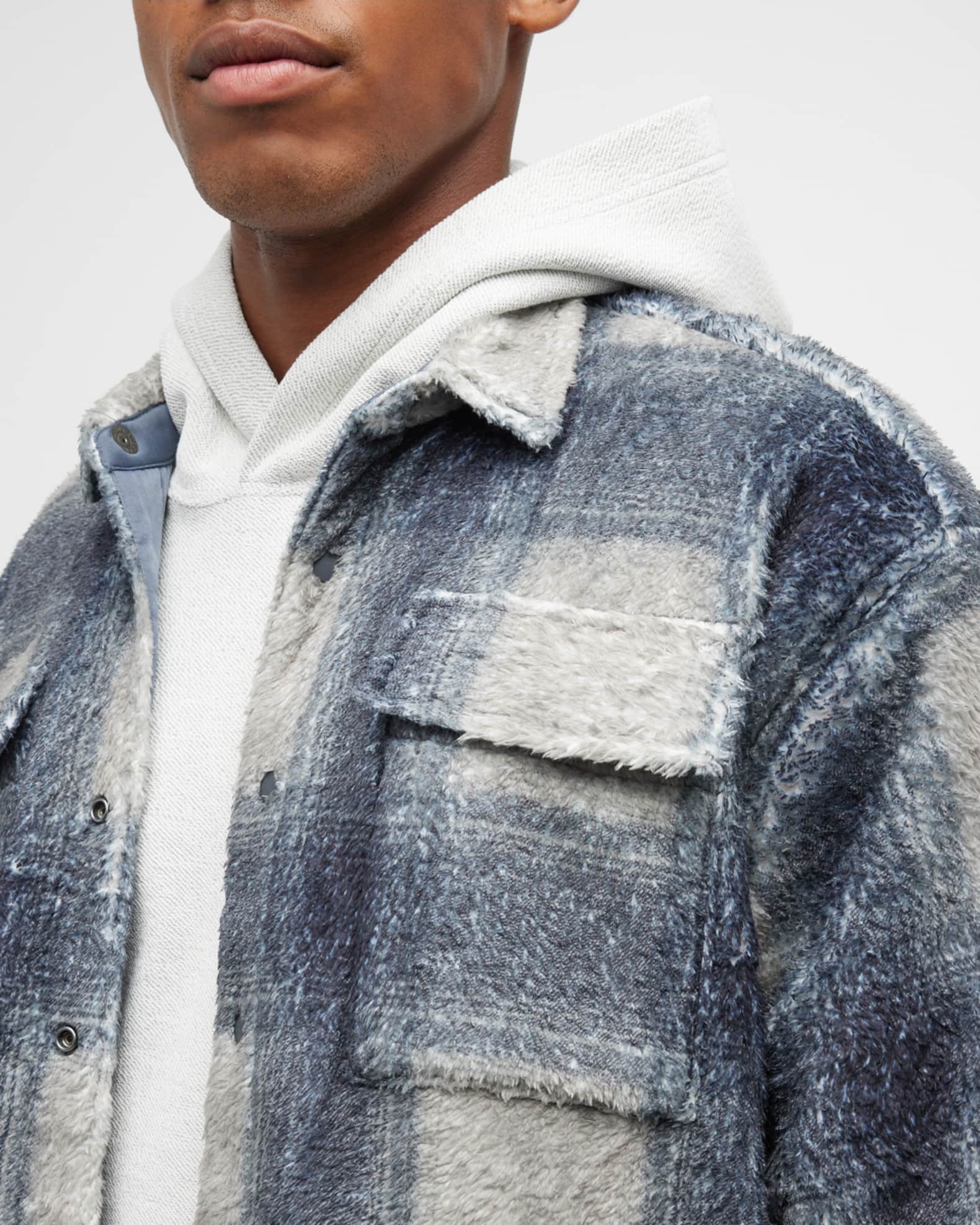 Stampd Men's Plaid Cropped Sherpa Jacket Neiman Marcus