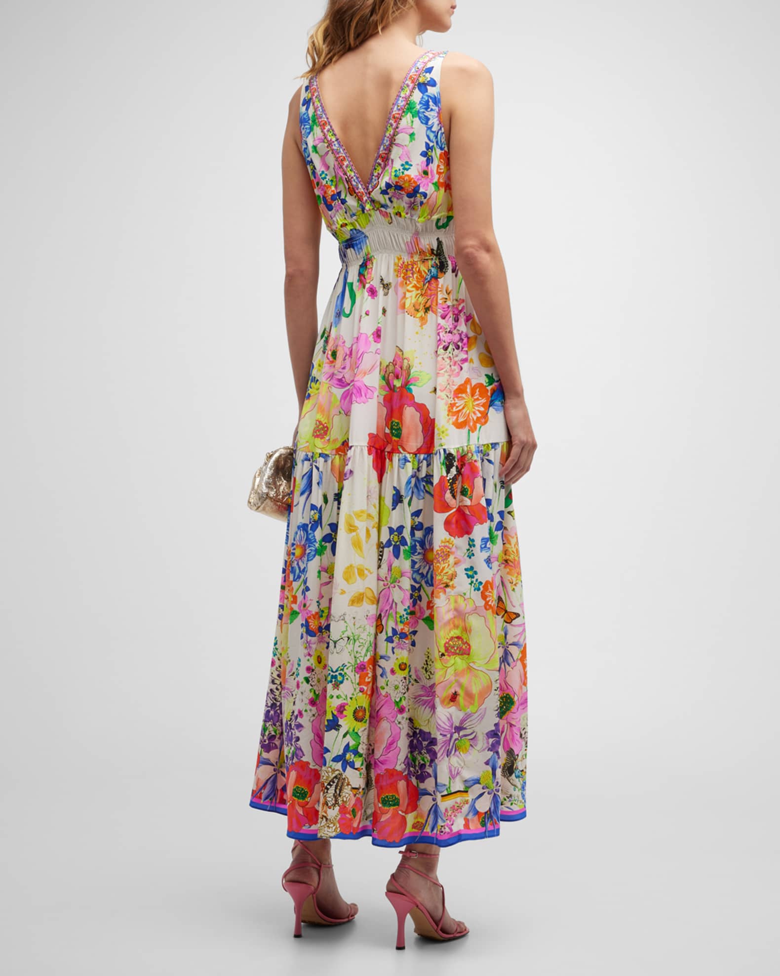 Camilla Fairy Gang Shirred Waist Long Dress | Neiman Marcus