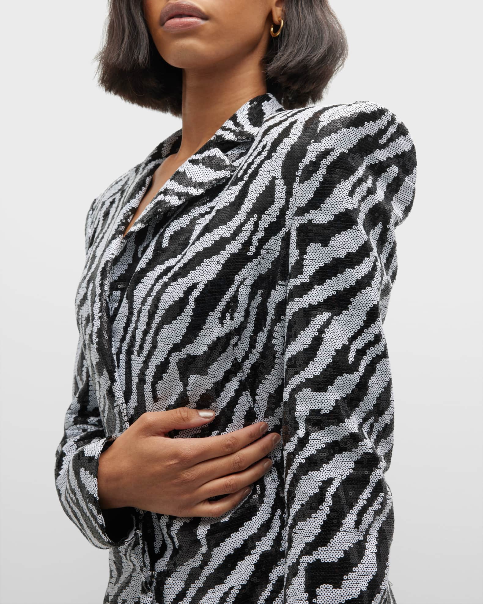 Bronx and Banco Zizi Zebra Sequin Blazer Mini Dress Neiman Marcus