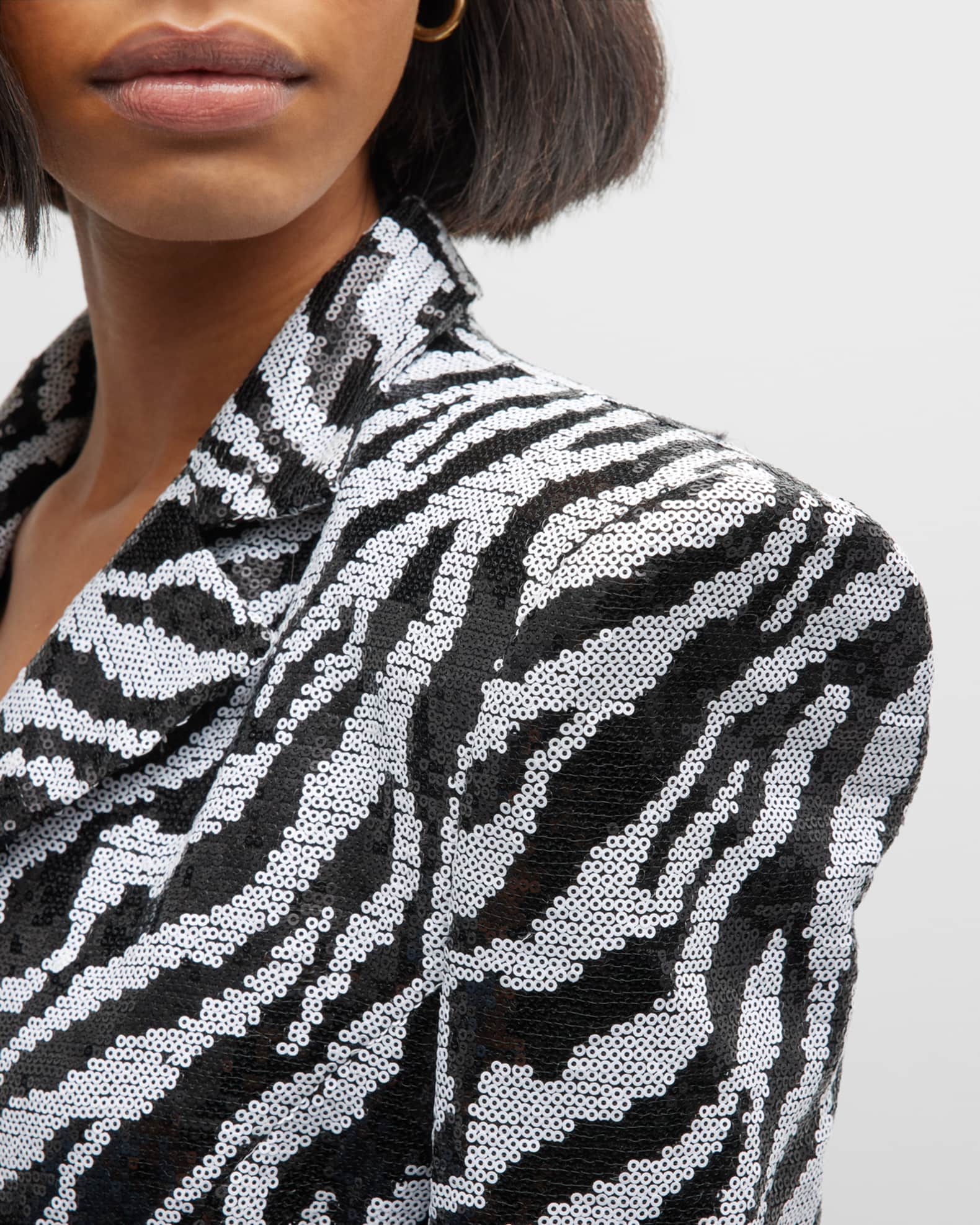 Bronx and Banco Zizi Zebra Sequin Blazer Mini Dress Neiman Marcus