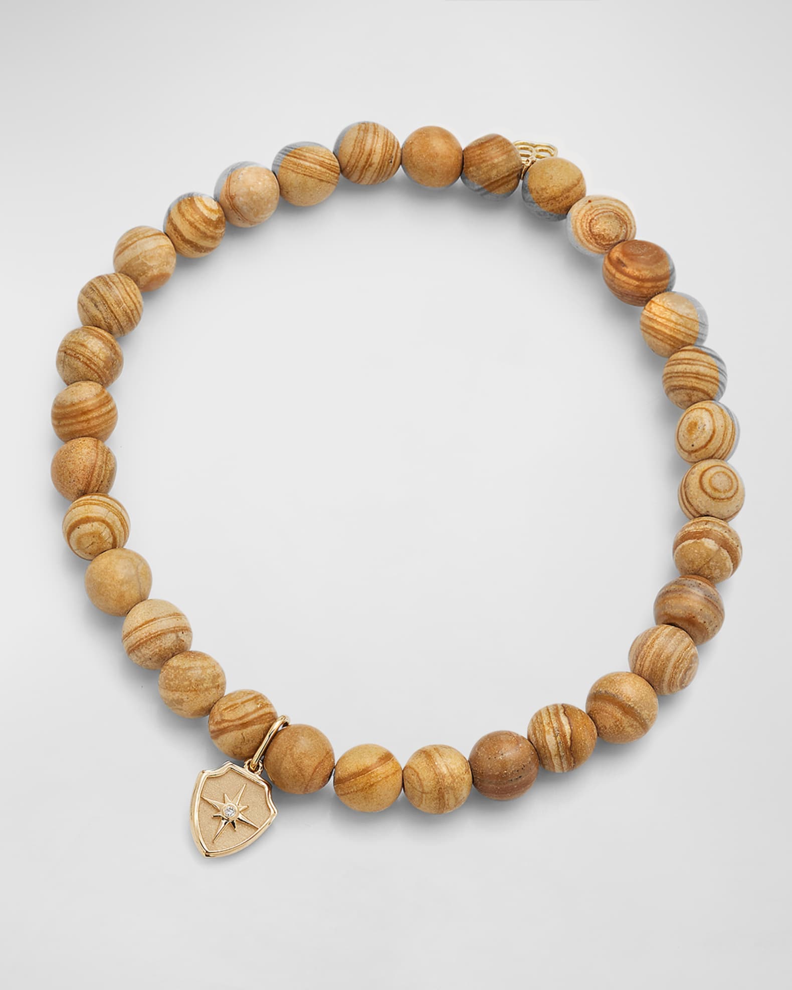 Men's Starburst Charm Jasper Bead Bracelet 0