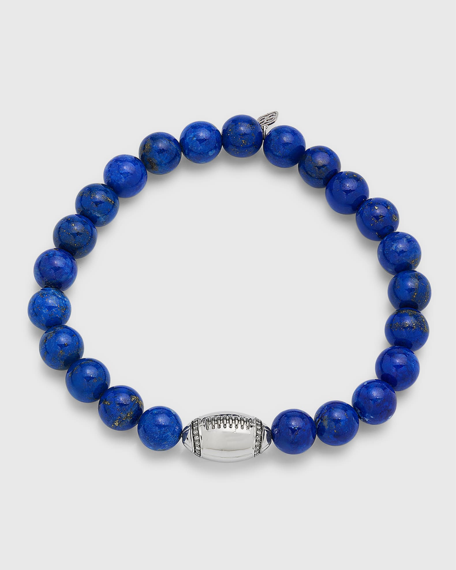 Men's Lapis Lazuli Bead Bracelet with Football Bead 0
