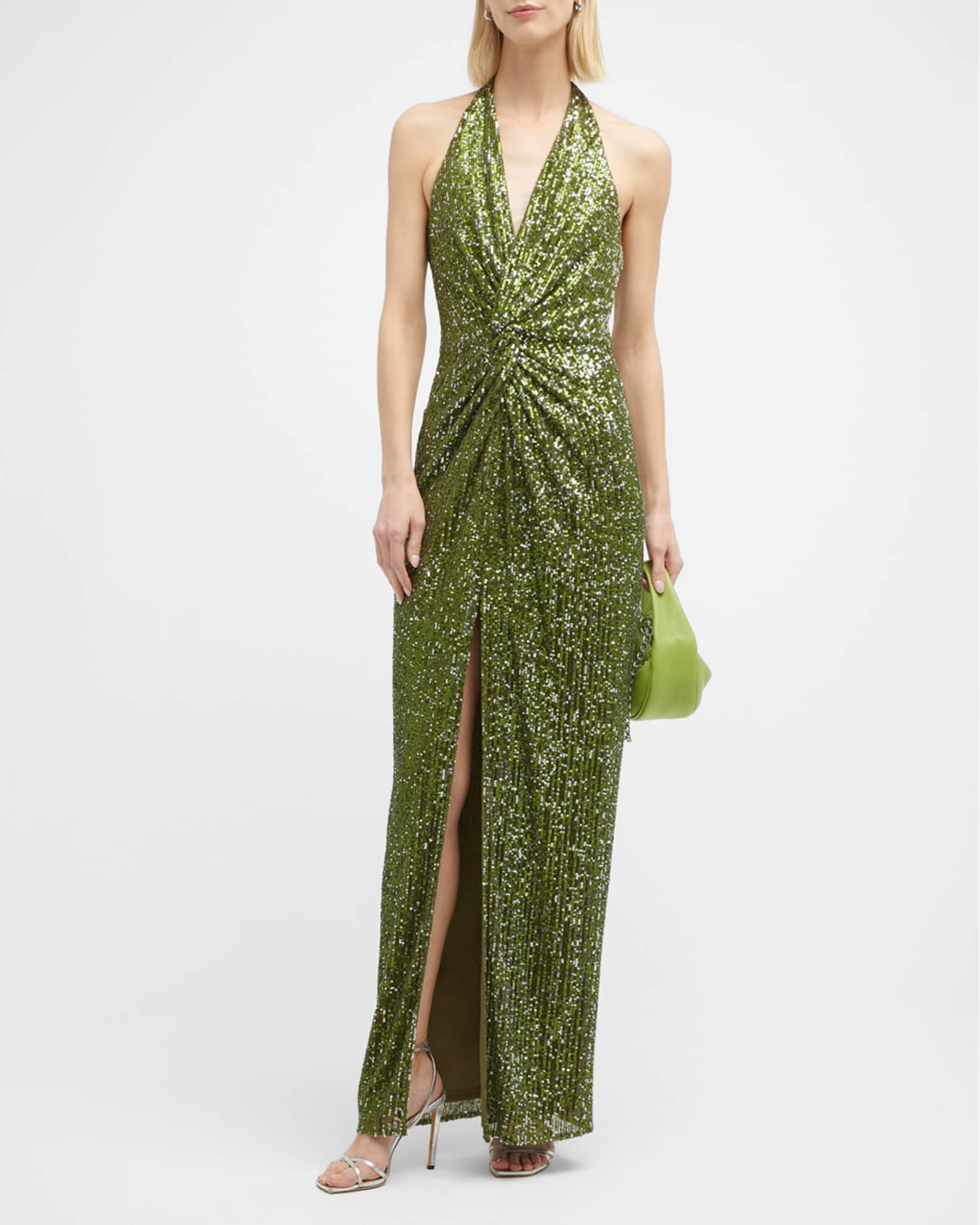 sequin halter gown