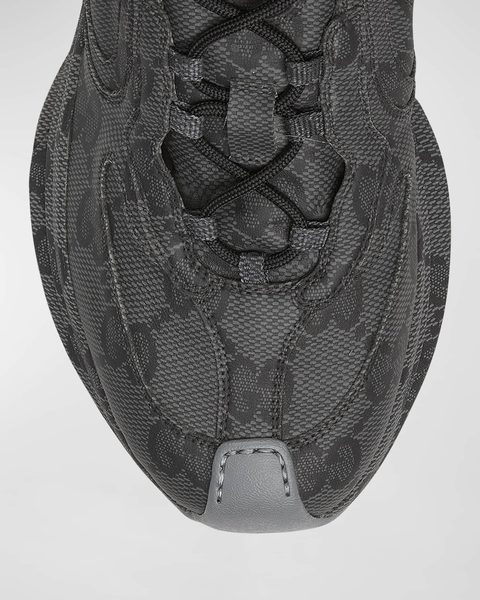 GG RUN GREY LEATHER SNEAKERS