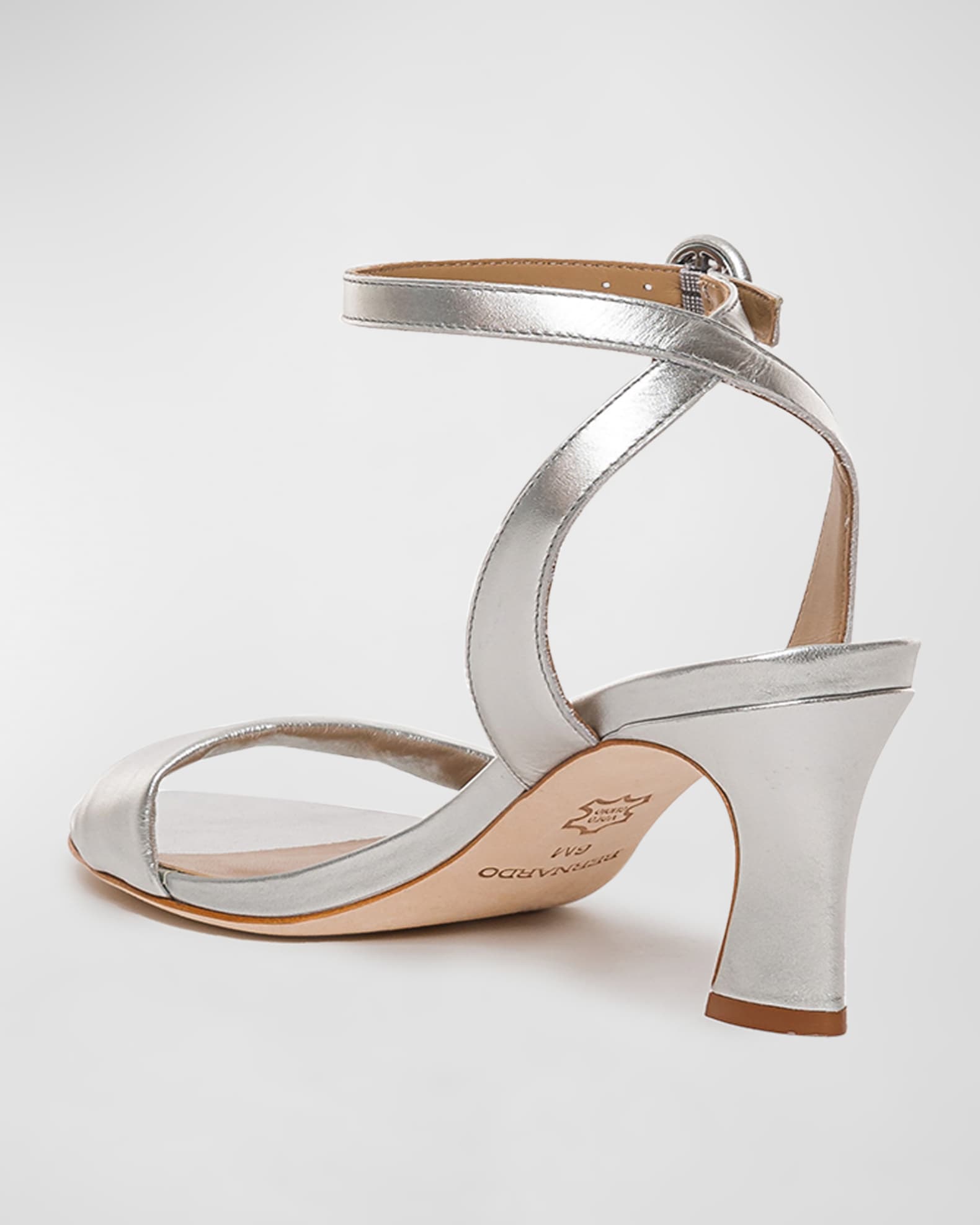 Bernardo Nora 2 Metallic Ankle-Strap Sandals | Neiman Marcus