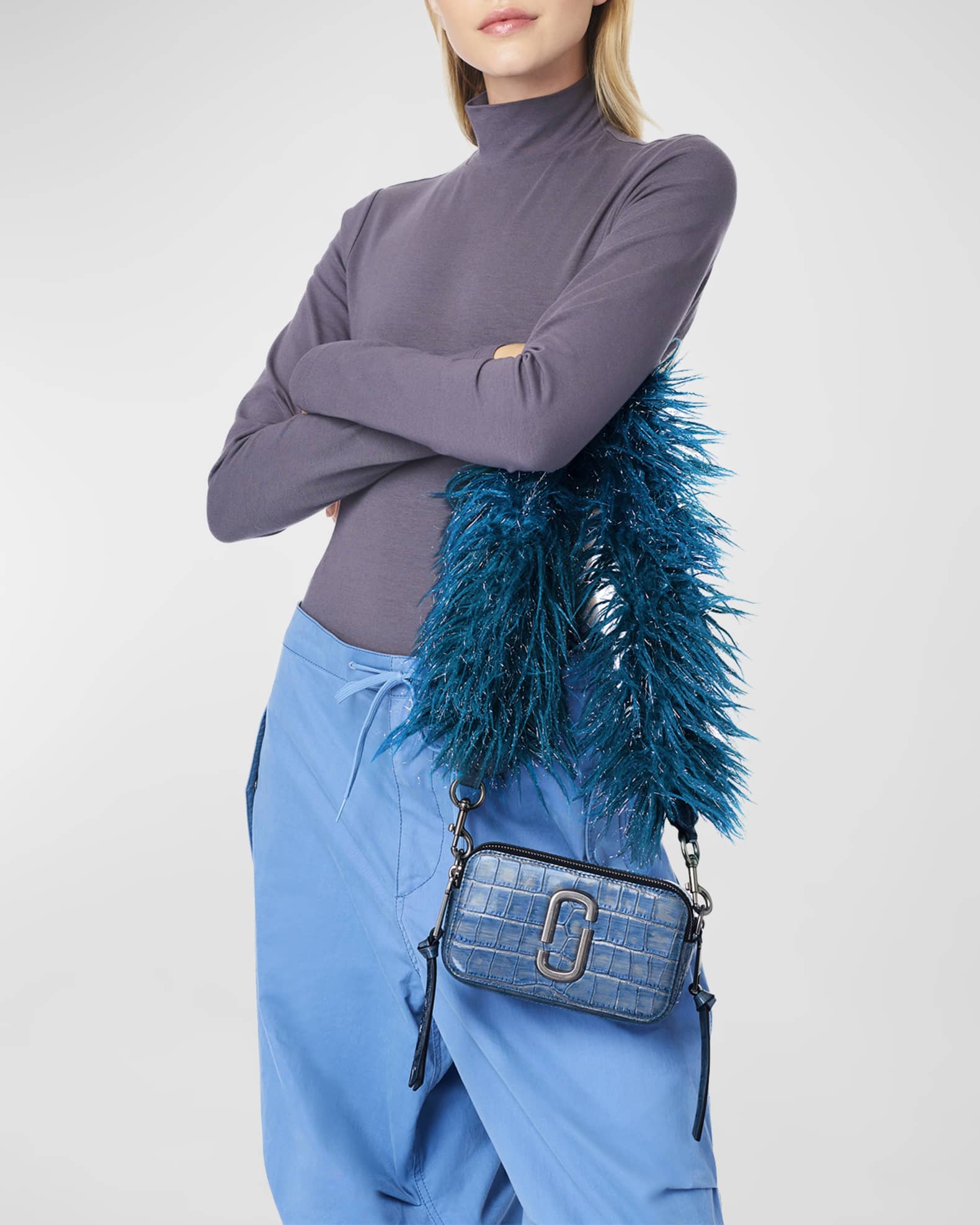 Marc Jacobs Black 'The Croc-Embossed Snapshot' Bag