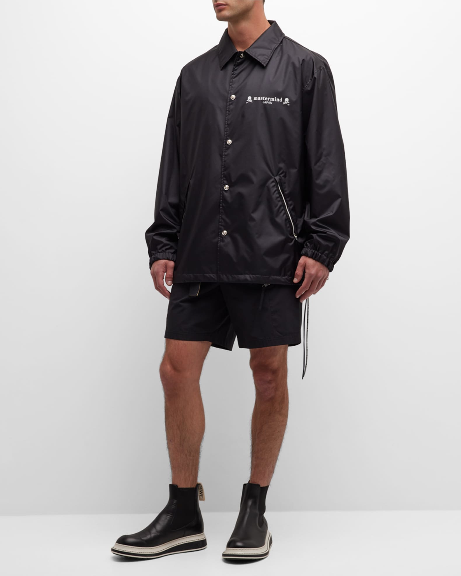 mastermind JAPAN Men's Skull QR Code Coach Jacket | Neiman Marcus