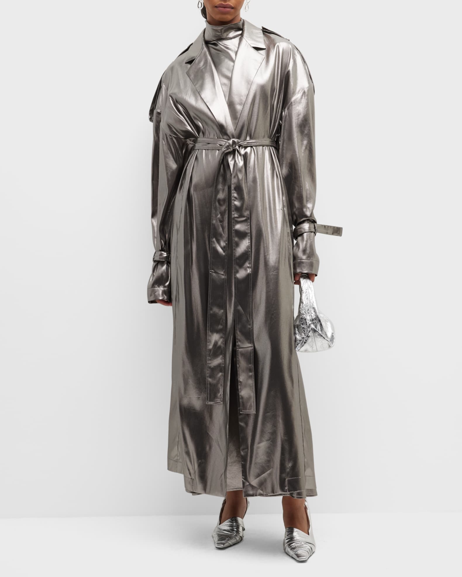 Belted Trench Coat with Epaulettes