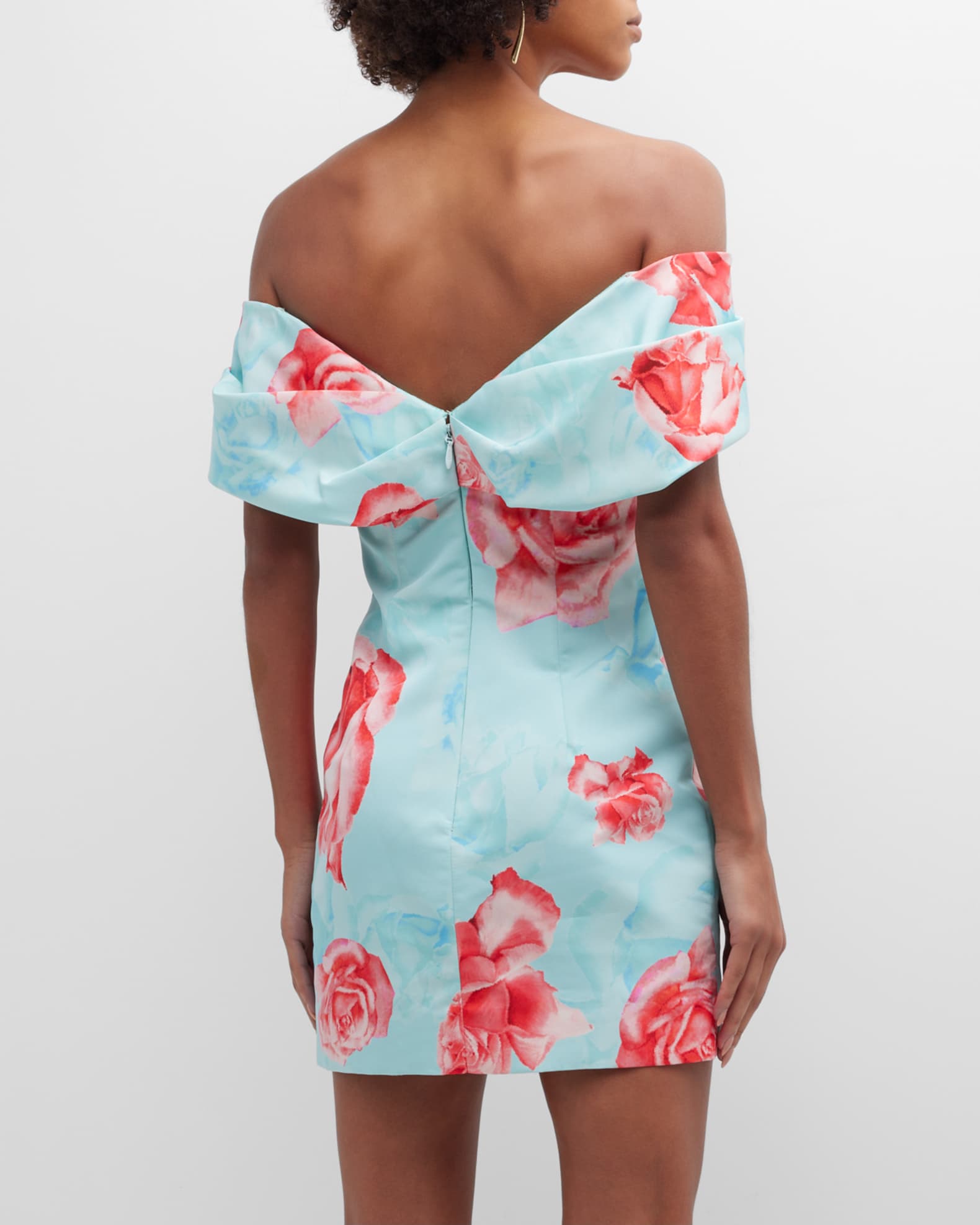 Off The Shoulder Silk Faille Mini Dress