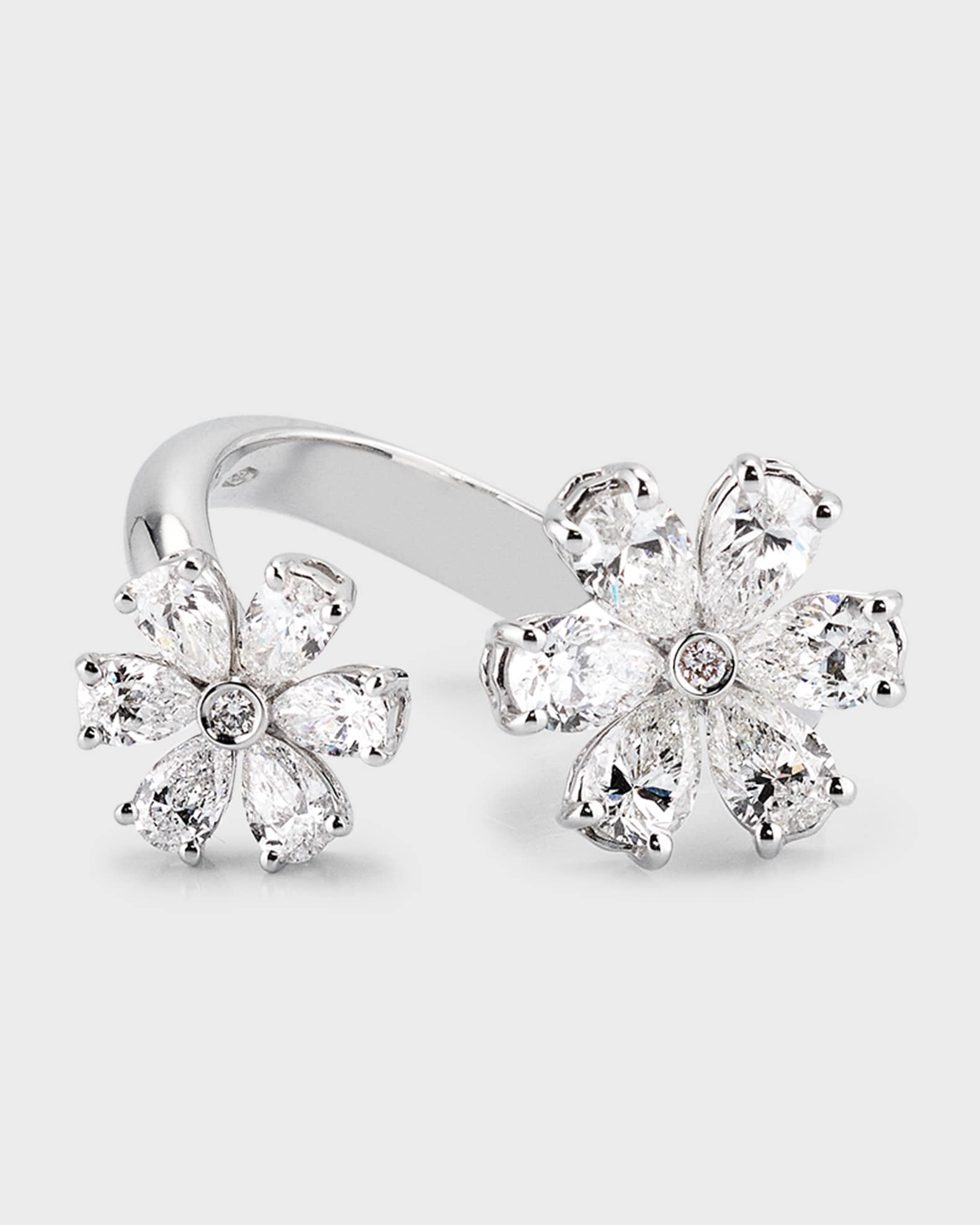 18k White Gold Diamond Flower Ring 0