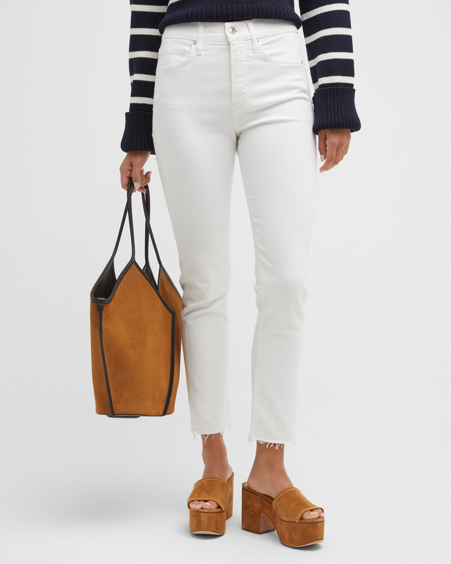 Carly Kick Flare Raw Hem Ankle Jeans 1
