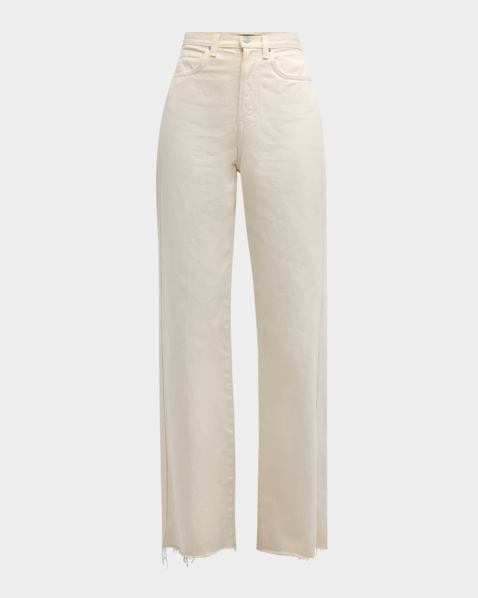 Taylor High-Rise Wide Frayed Jeans 0