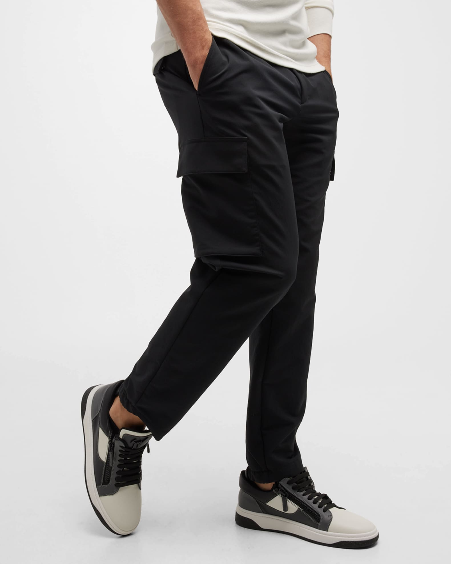 Men's Leather Low-Top Zip Sneakers - Thumbnail 2