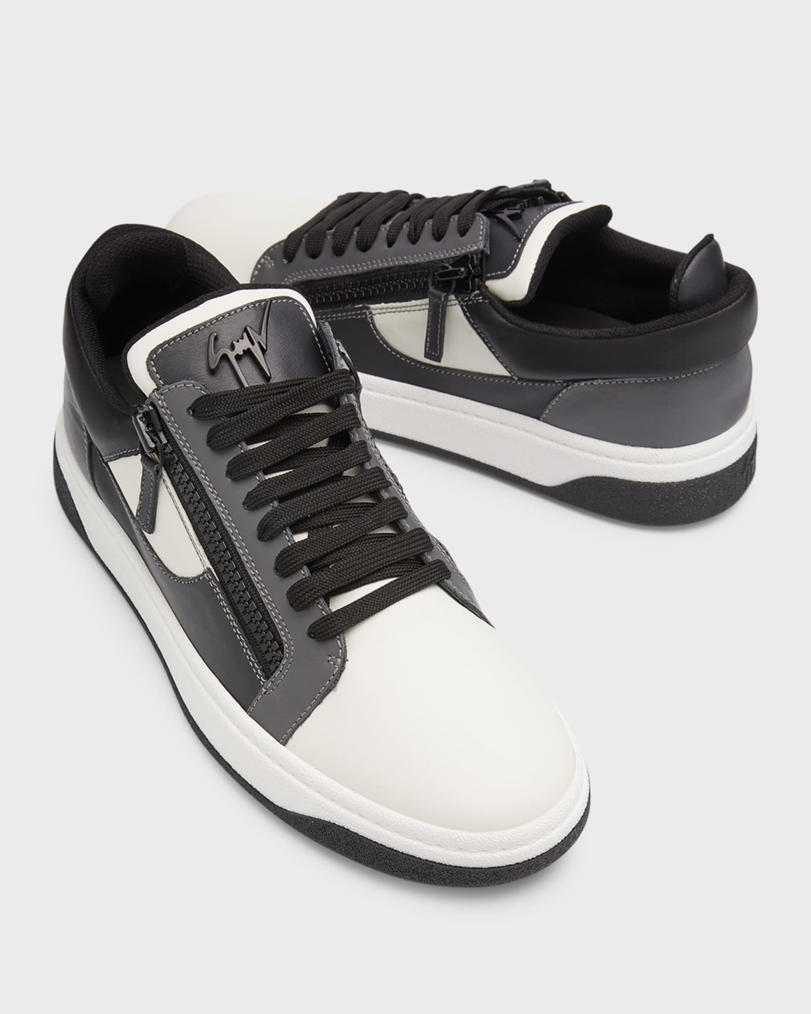 Giuseppe Zanotti Men's Leather Low-Top Zip Sneakers | Neiman