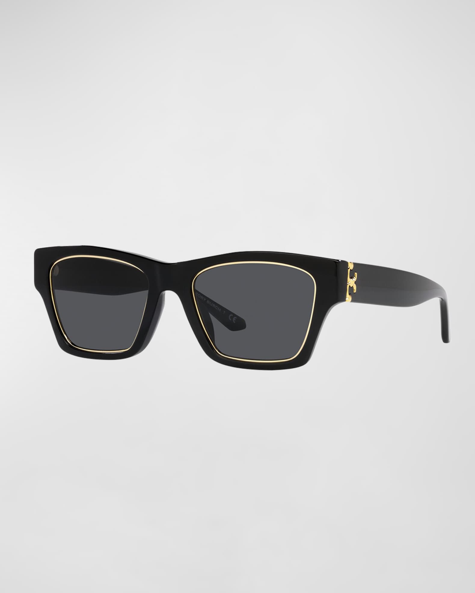 Golden Rim Rectangle Acetate Sunglasses  0