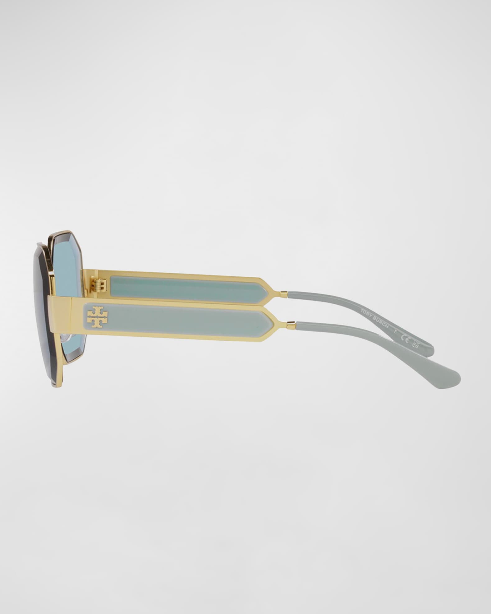 Tory Burch Black White Trilayer Square Sunglasses