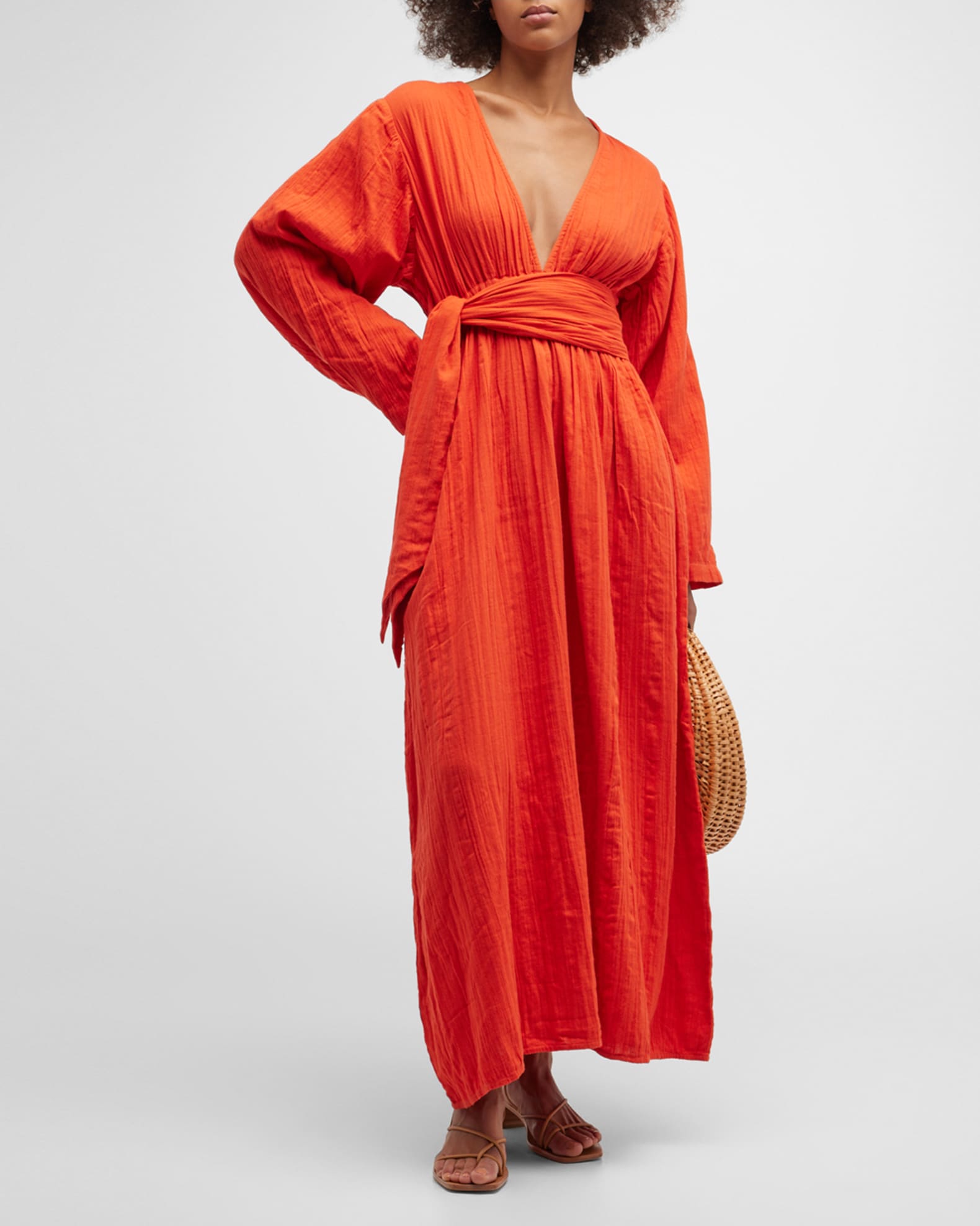 Mara Hoffman Blair LongSleeve Gauze Maxi Dress Neiman Marcus