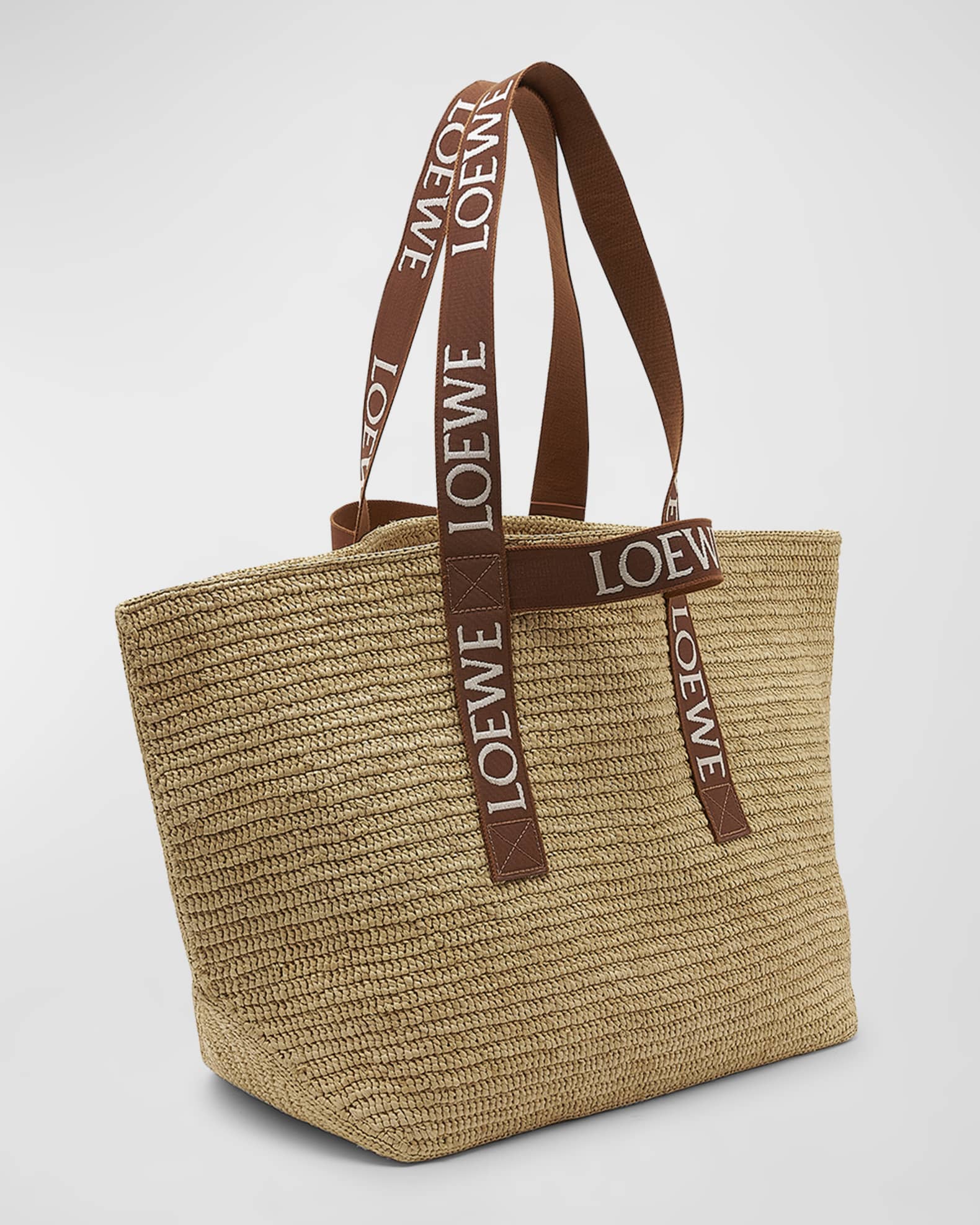 Loewe Fold Raffia Tote Bag in Natural