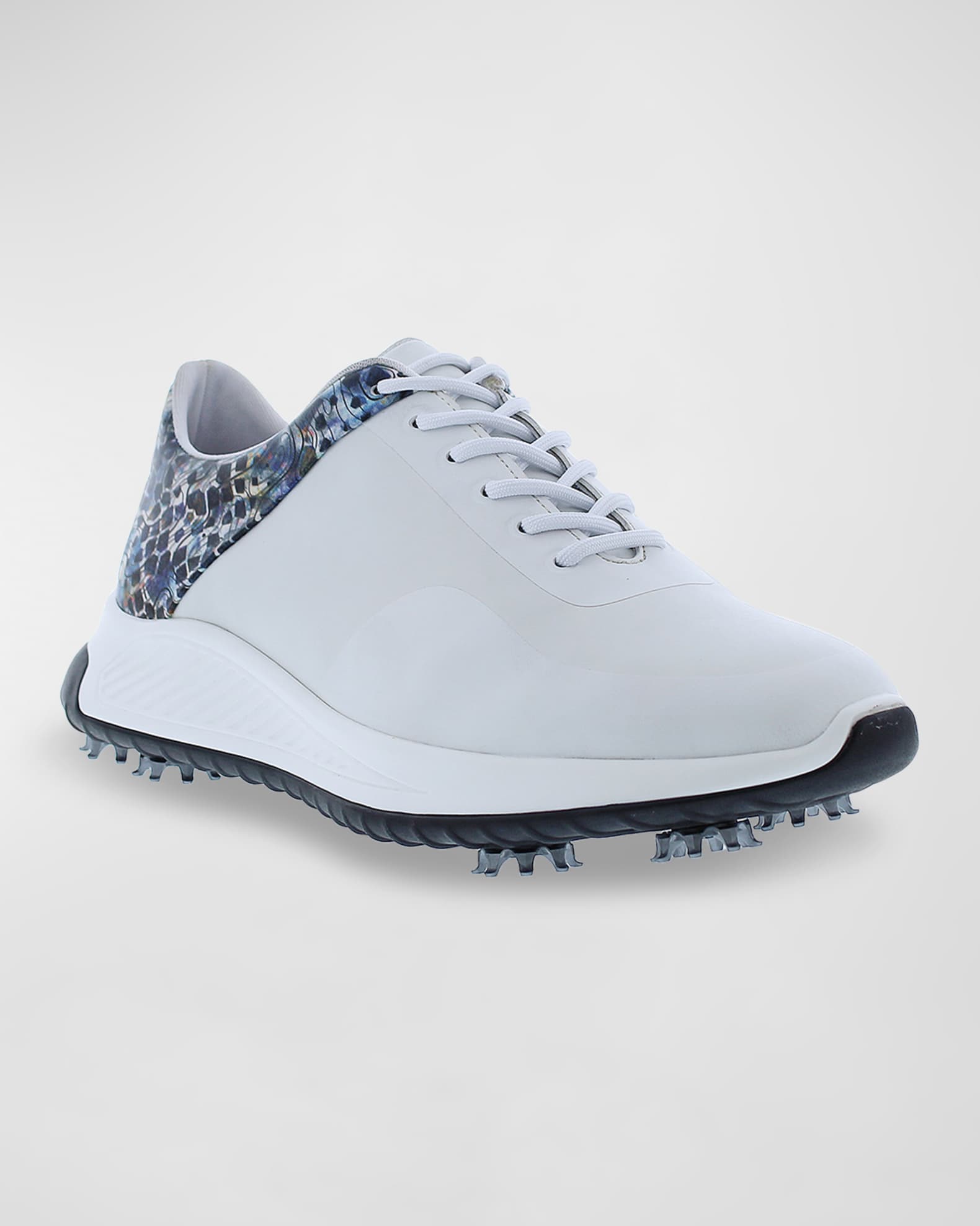 Robert Graham Men's Flatonia Leather Golf Sneakers w/ Spikes Neiman Marcus