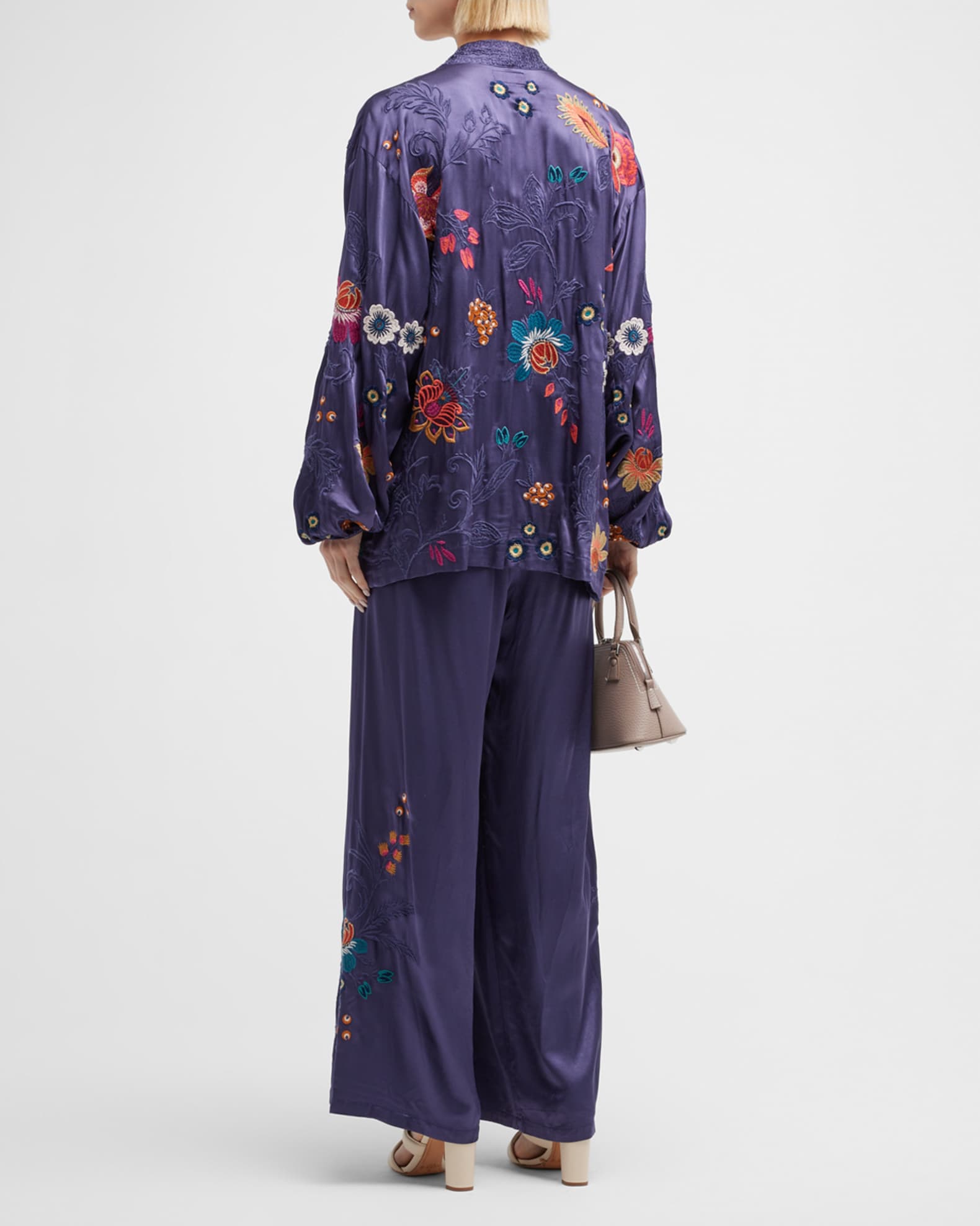 Johnny Was Didiana FloralEmbroidered Paperbag Pants Neiman Marcus