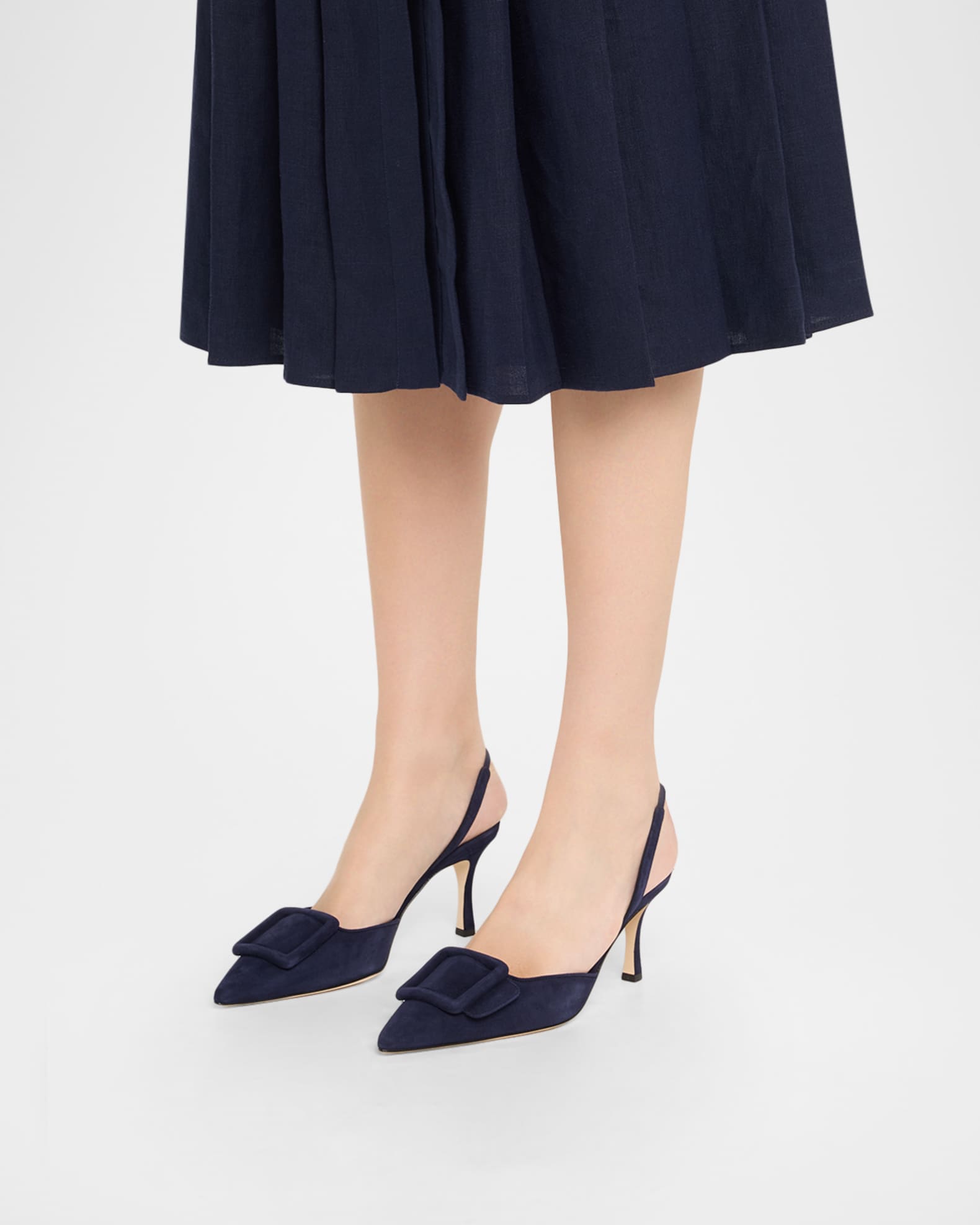 Maysli Suede Buckle Halter Pumps