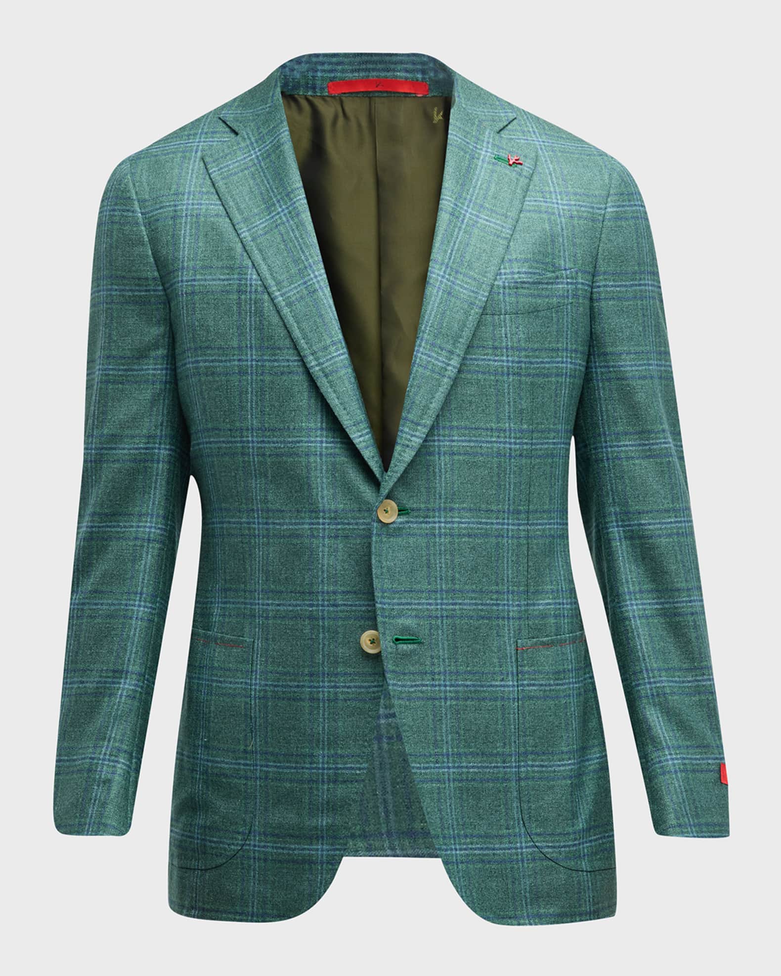 Isaia Men's Silk-Cashmere Plaid Sport Coat | Neiman Marcus