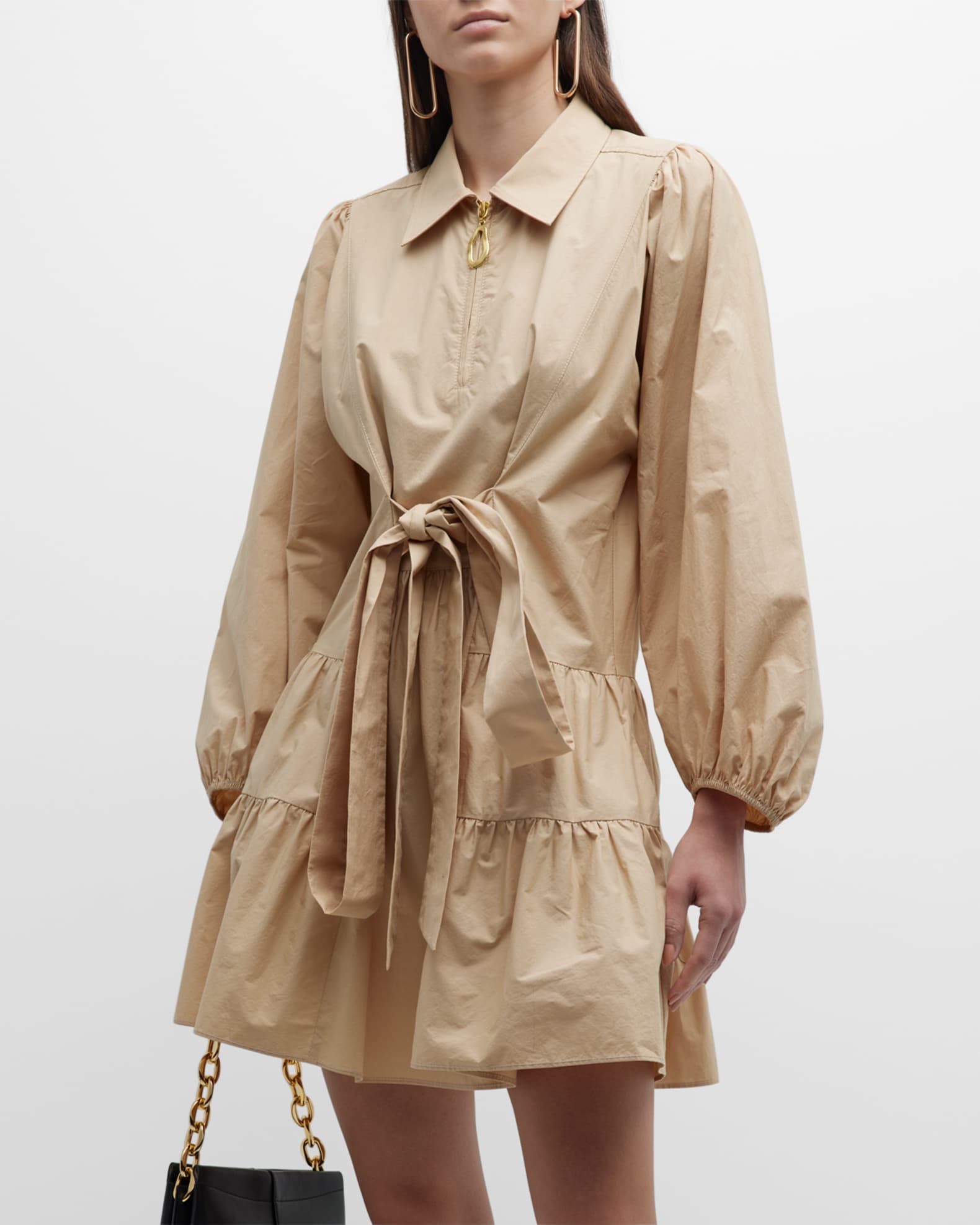 Tanya Taylor Kimberly Trapeze Front-Tie Mini Dress | Neiman Marcus