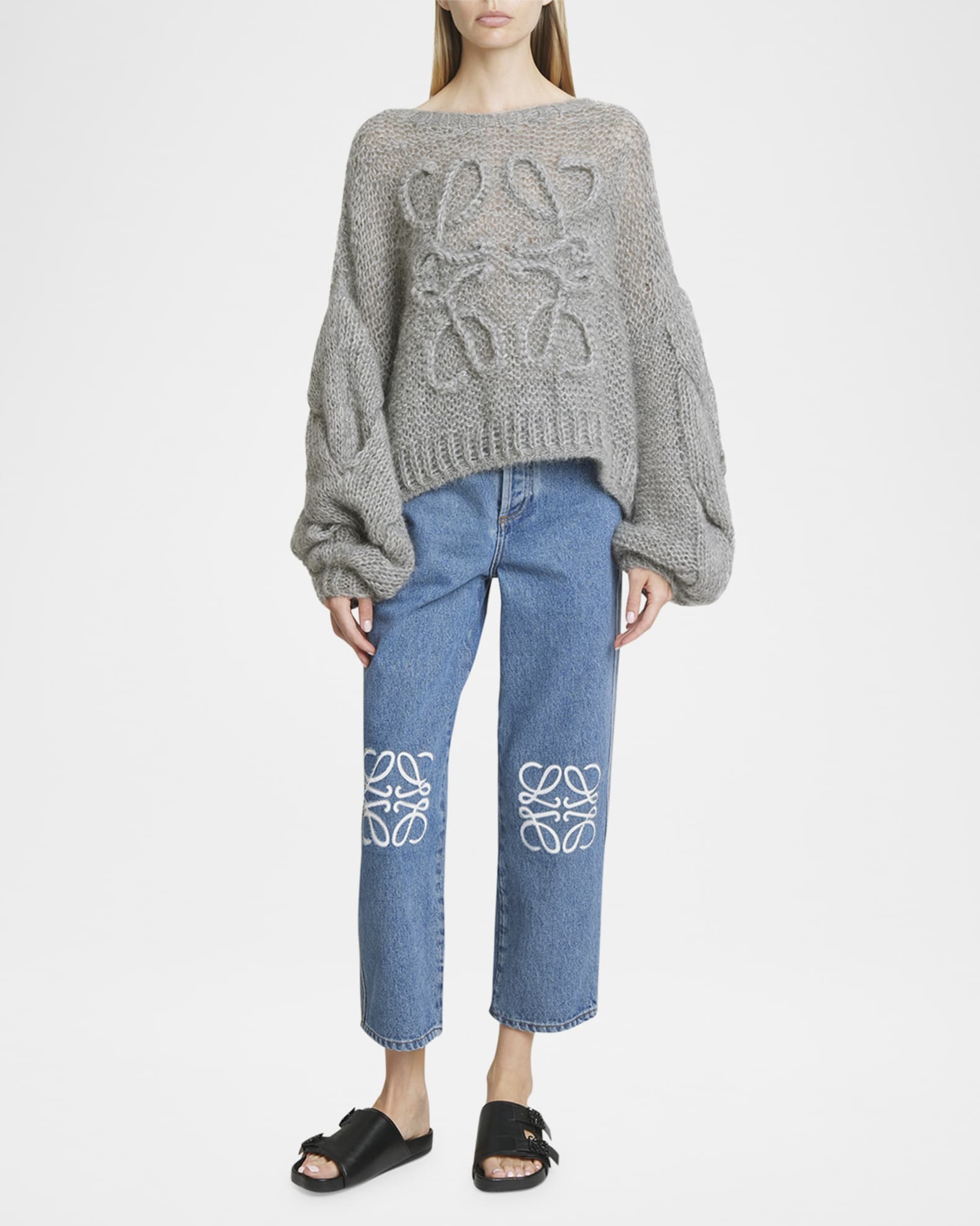 Anagram Cable-Knit Sleeve Sweater 1