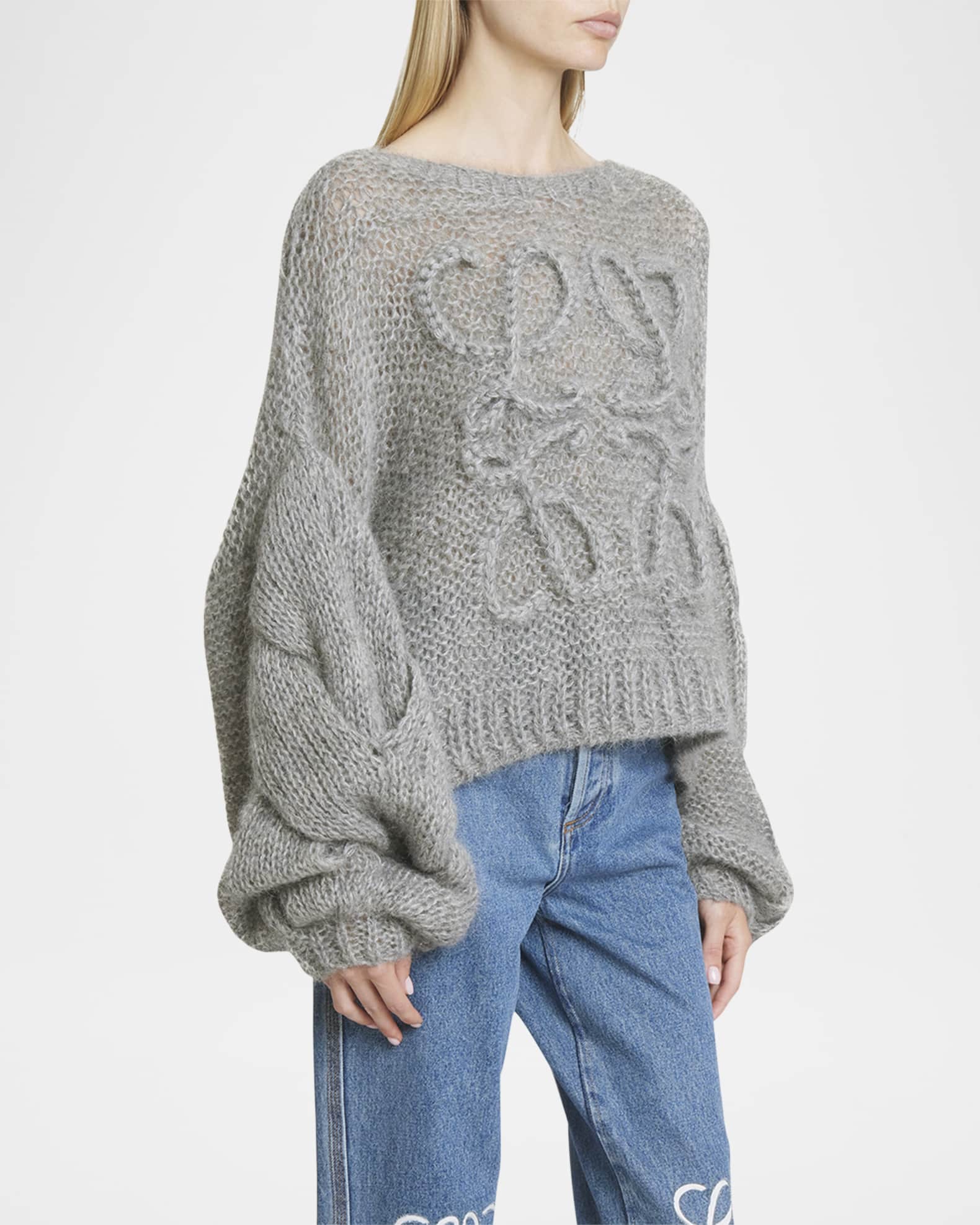 Anagram Cable Knit Sleeve Sweater