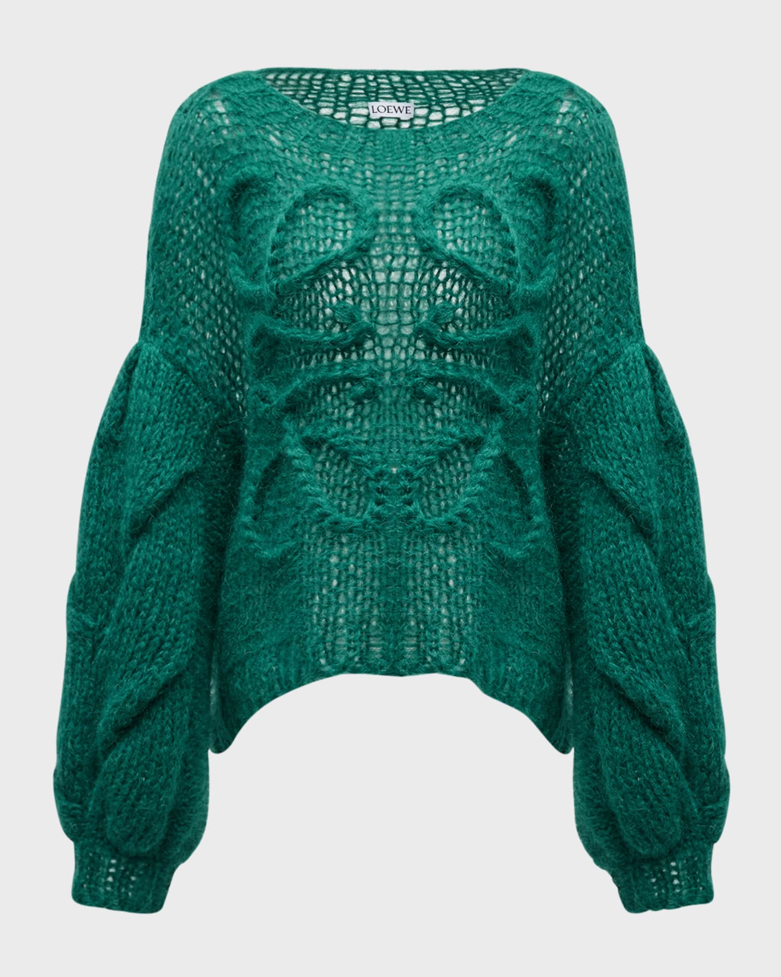 Loewe Anagram Cable Knit Sleeve Sweater Neiman Marcus
