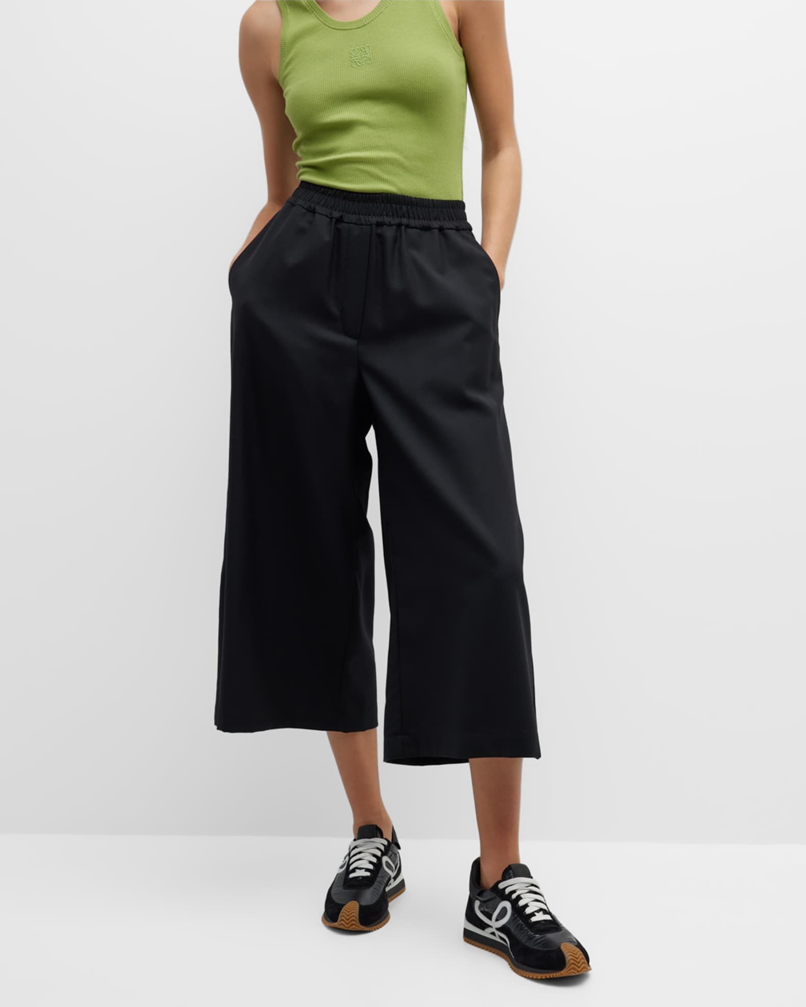 Wool wide leg cropped pants shop